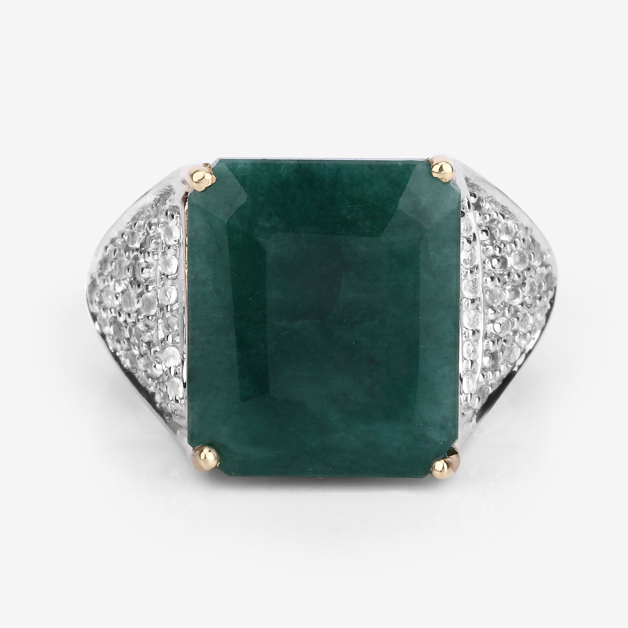 8.70 Carat Dyed Emerald and White Topaz .925 Sterling Silver Ring 8.70 C.T.W Sterling Silver - view 4