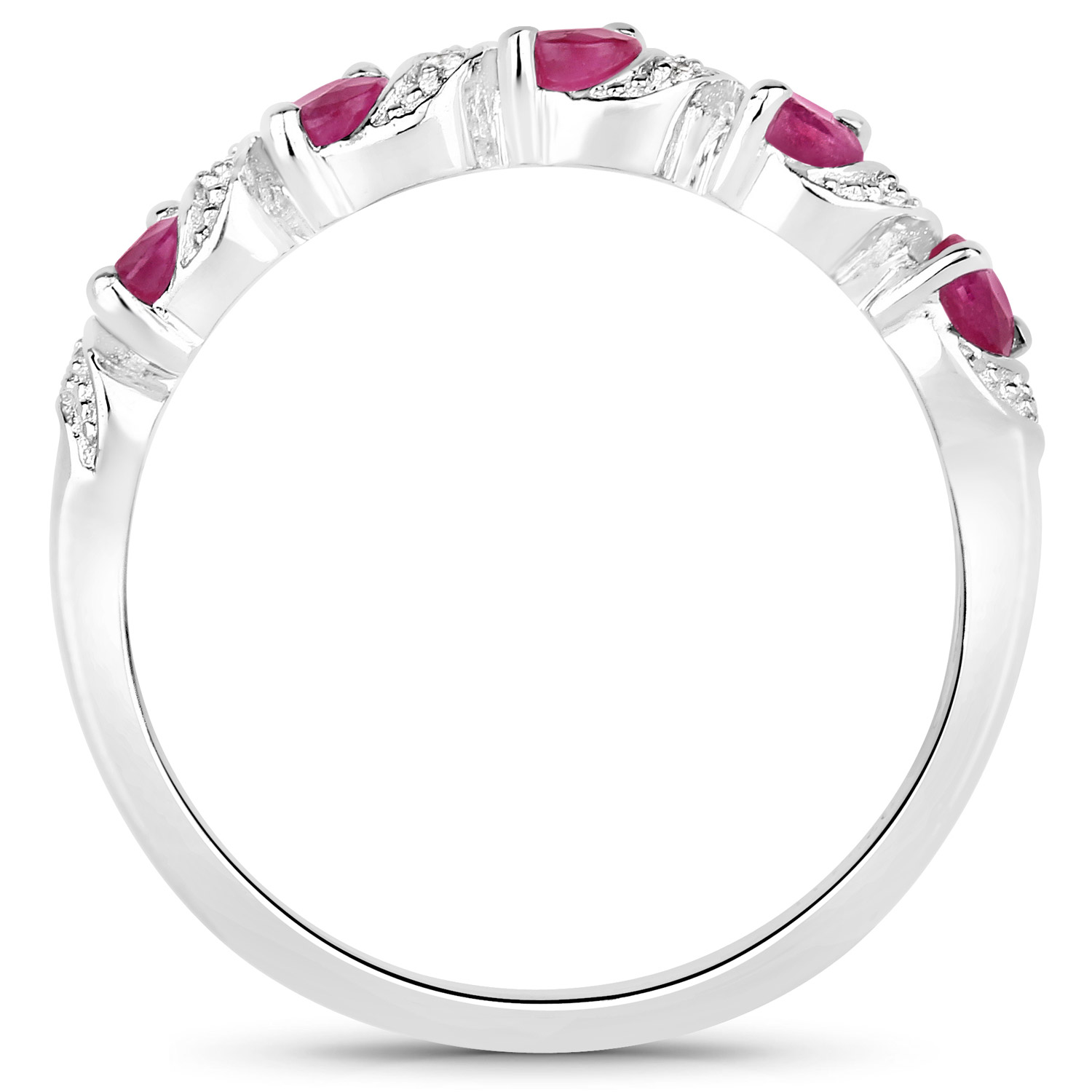0.69 Carat Genuine Ruby and White Topaz .925 Sterling Silver Ring 0.69 C.T.W Sterling Silver - view 9