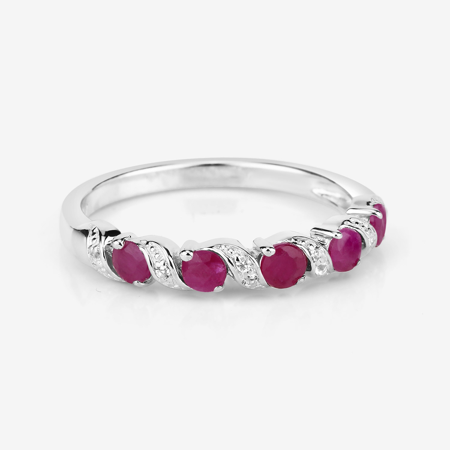 0.69 Carat Genuine Ruby and White Topaz .925 Sterling Silver Ring 0.69 C.T.W Sterling Silver - view 6