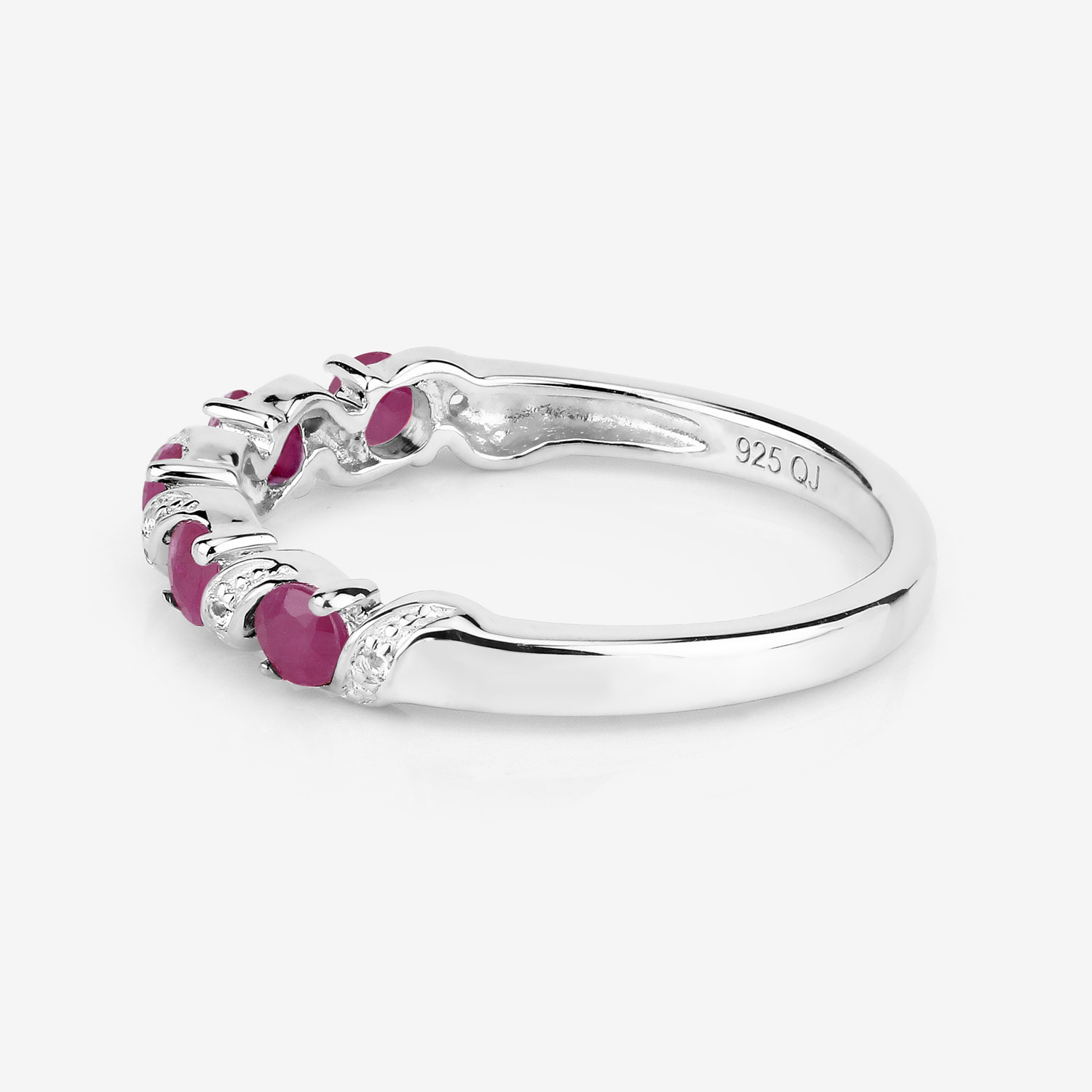0.69 Carat Genuine Ruby and White Topaz .925 Sterling Silver Ring 0.69 C.T.W Sterling Silver - view 5