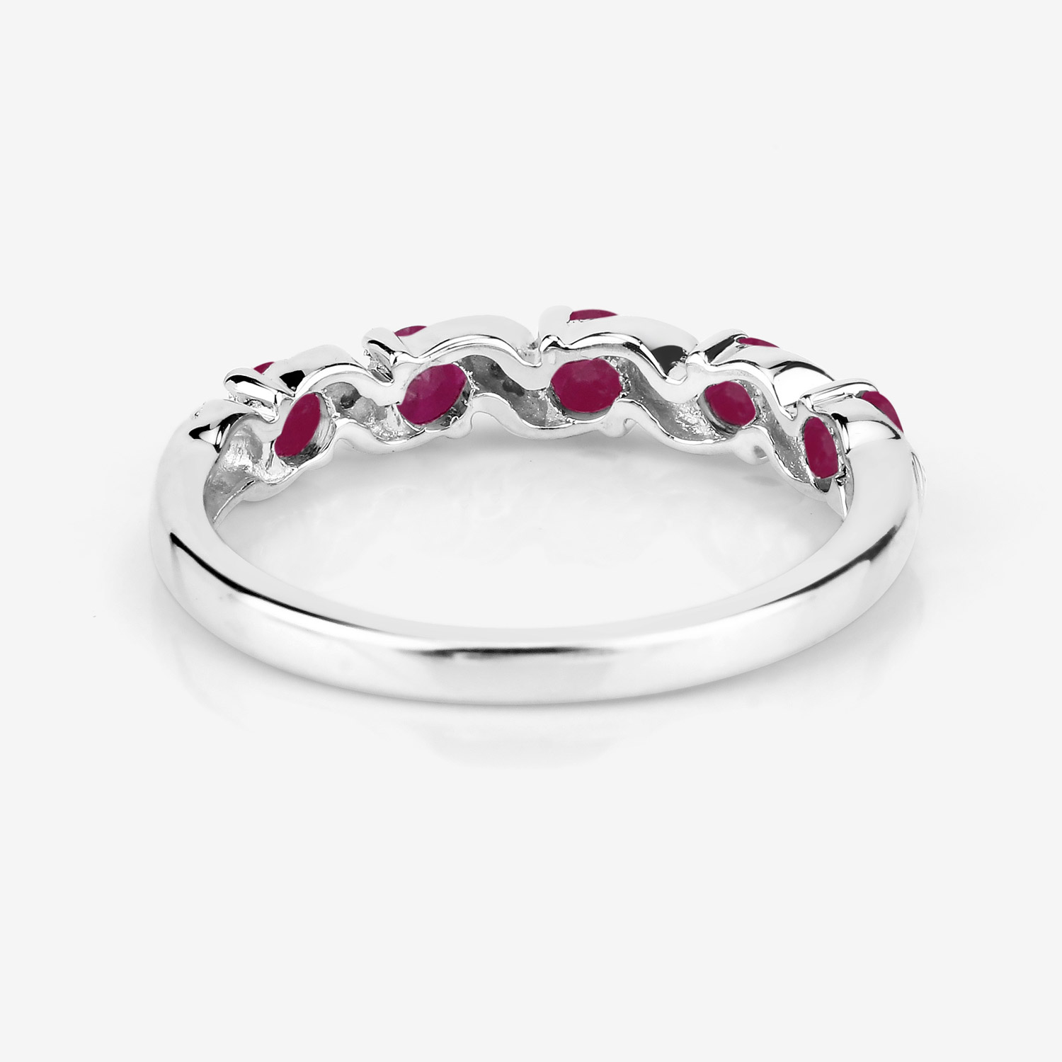 0.69 Carat Genuine Ruby and White Topaz .925 Sterling Silver Ring 0.69 C.T.W Sterling Silver - view 7