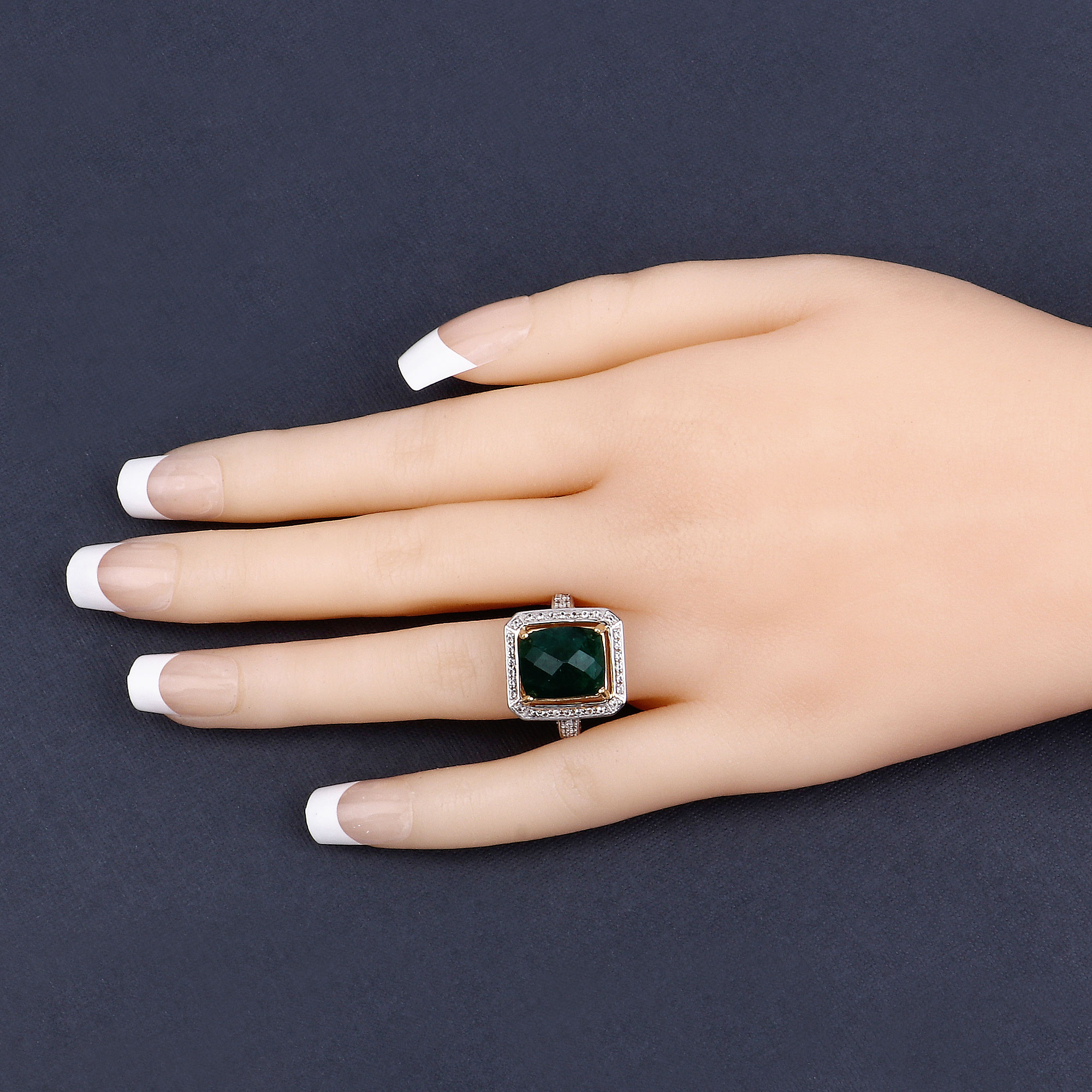5.18 Carat Dyed Emerald and White Topaz .925 Sterling Silver Ring 5.18 C.T.W Sterling Silver - view 5
