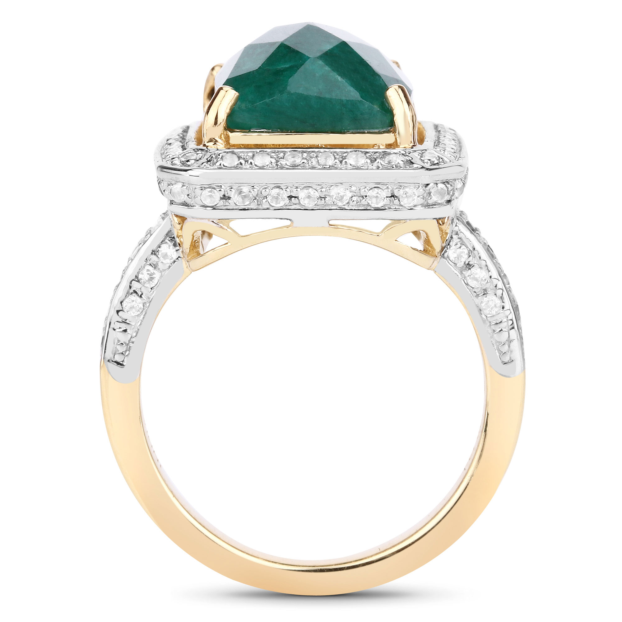 5.18 Carat Dyed Emerald and White Topaz .925 Sterling Silver Ring 5.18 C.T.W Sterling Silver - view 10