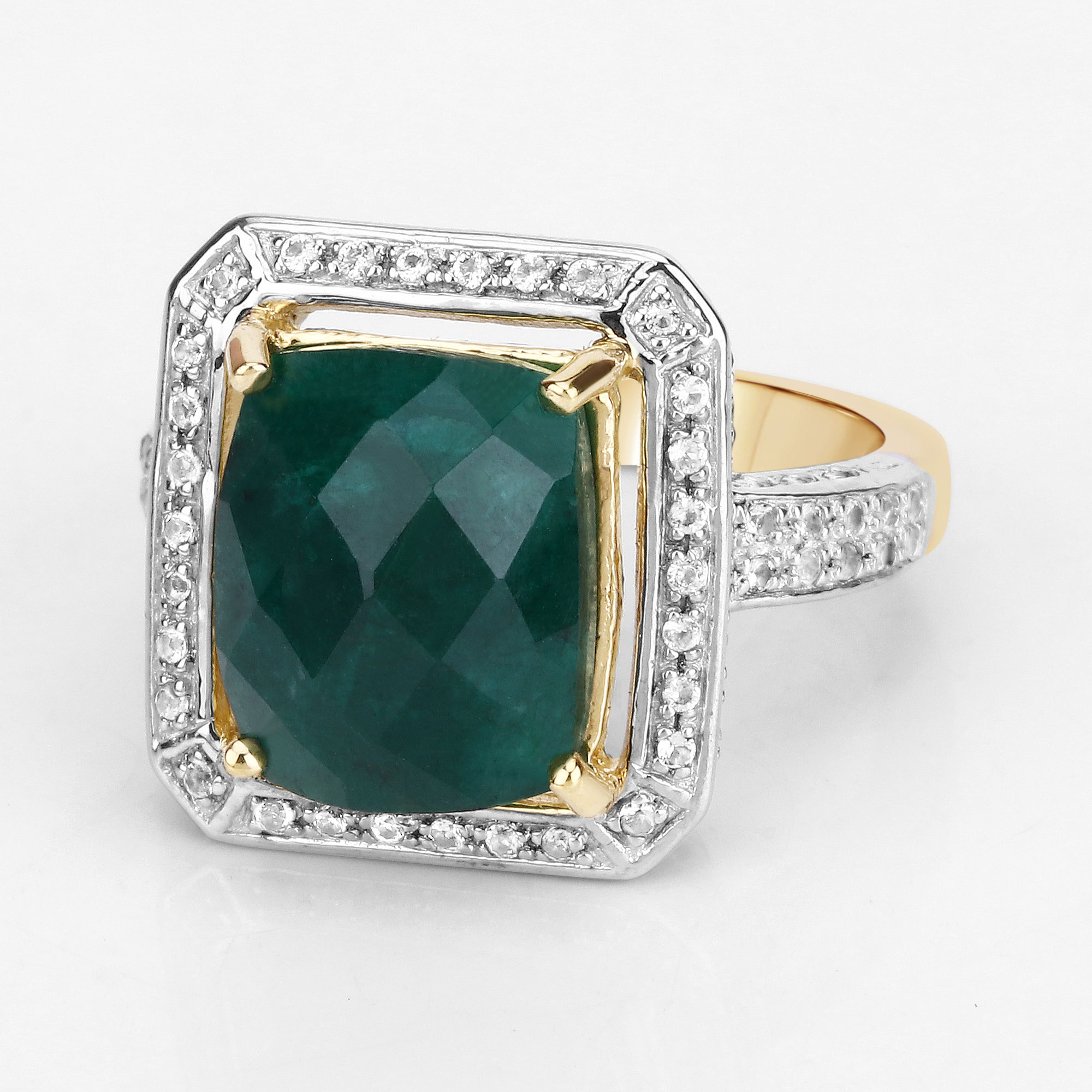 5.18 Carat Dyed Emerald and White Topaz .925 Sterling Silver Ring 5.18 C.T.W Sterling Silver - view 8