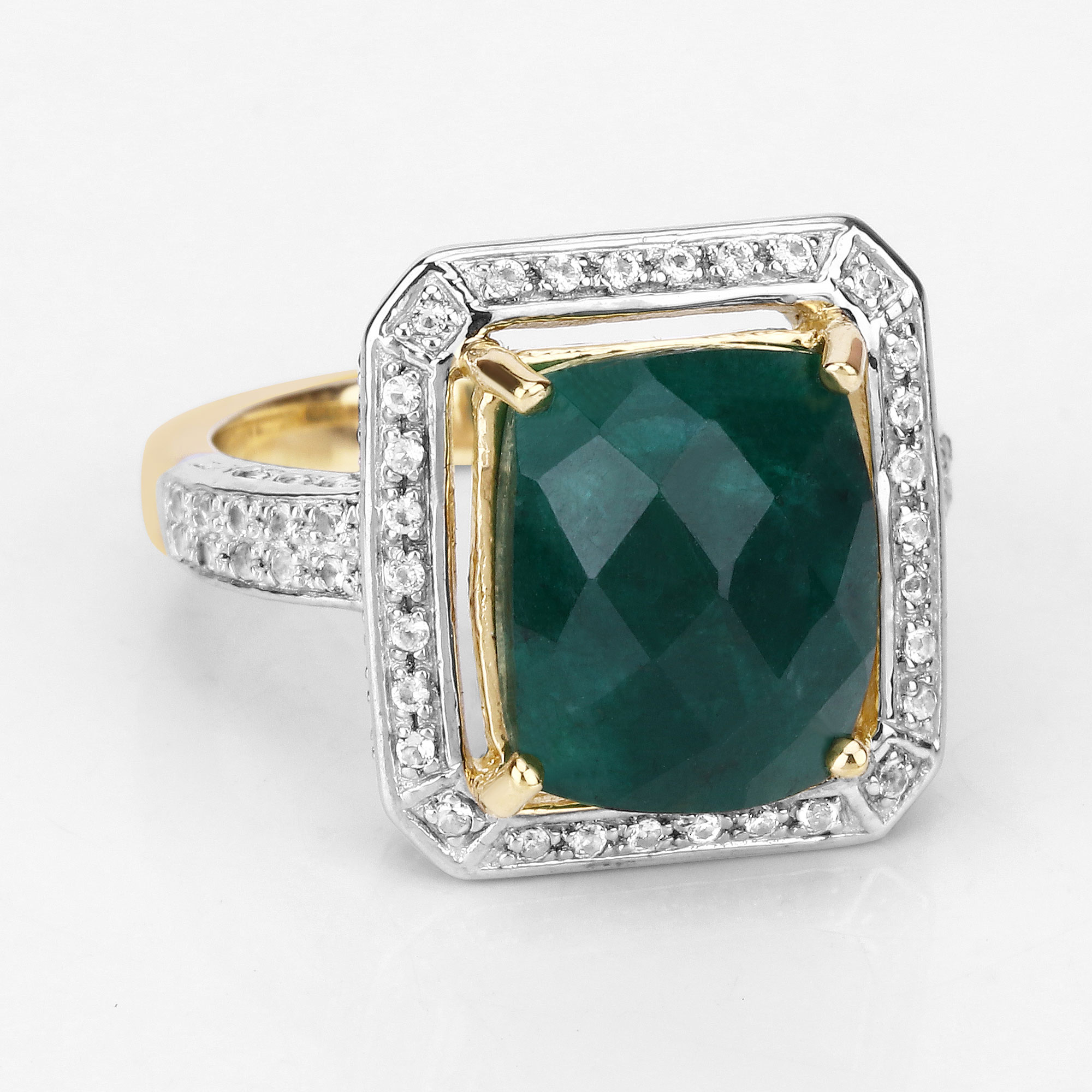 5.18 Carat Dyed Emerald and White Topaz .925 Sterling Silver Ring 5.18 C.T.W Sterling Silver - view 6