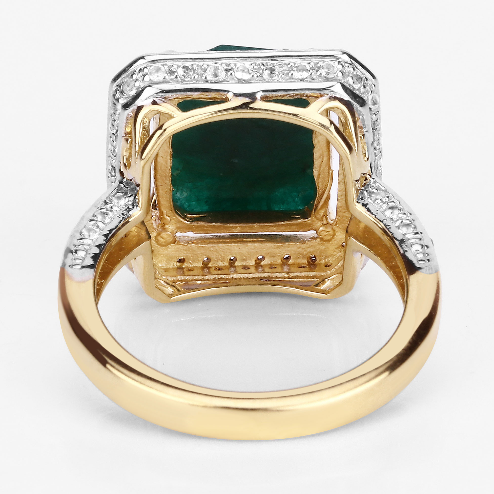 5.18 Carat Dyed Emerald and White Topaz .925 Sterling Silver Ring 5.18 C.T.W Sterling Silver - view 4