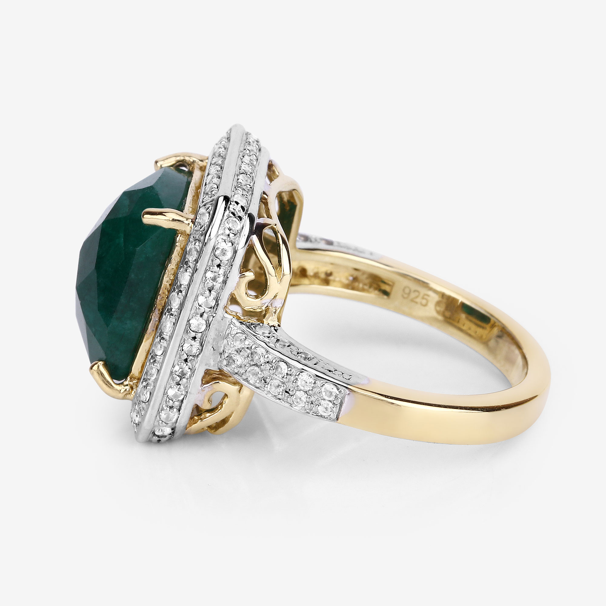 5.18 Carat Dyed Emerald and White Topaz .925 Sterling Silver Ring 5.18 C.T.W Sterling Silver - view 9