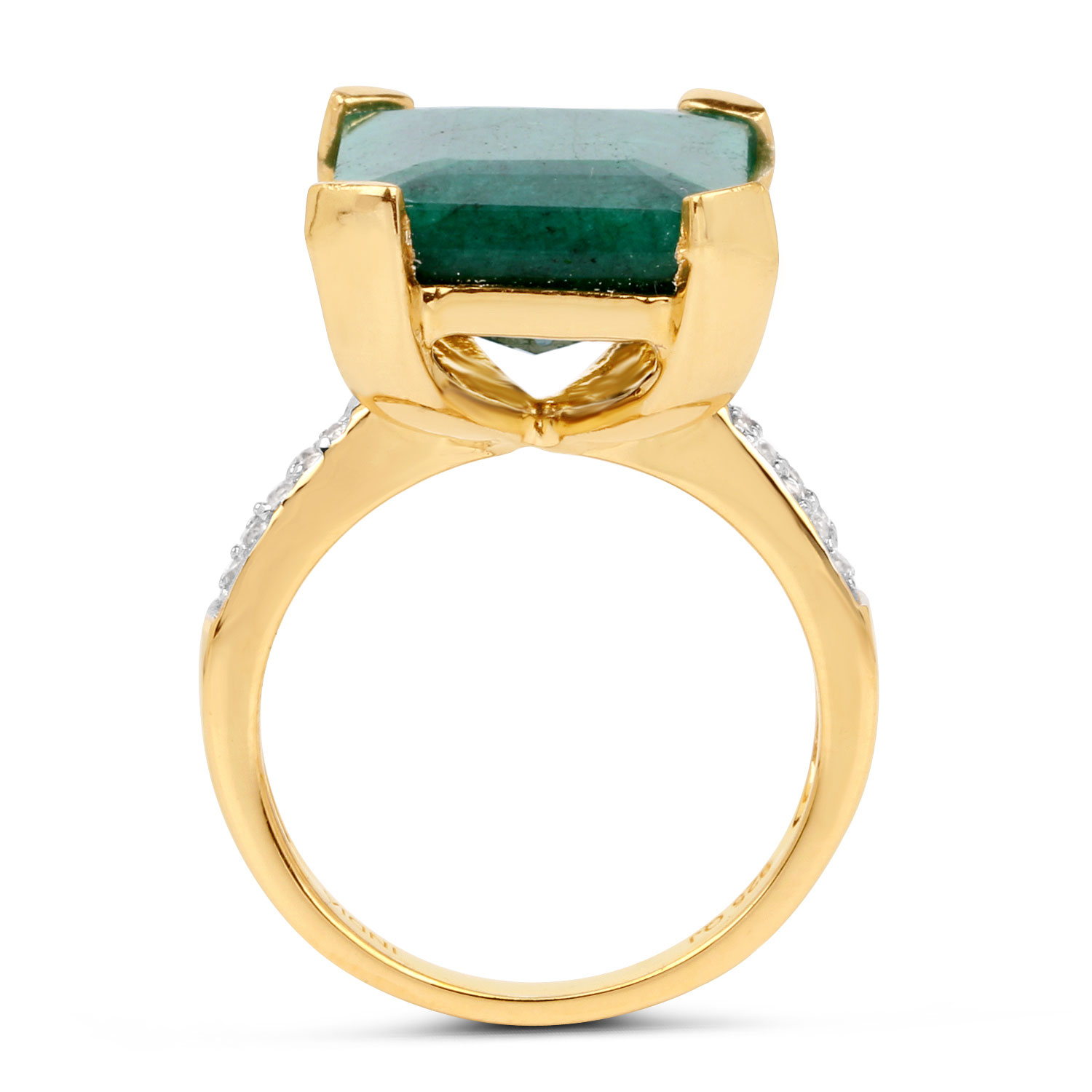 7.64 Carat Dyed Emerald and White Diamond .925 Sterling Silver Ring 7.64 C.T.W Sterling Silver - view 10