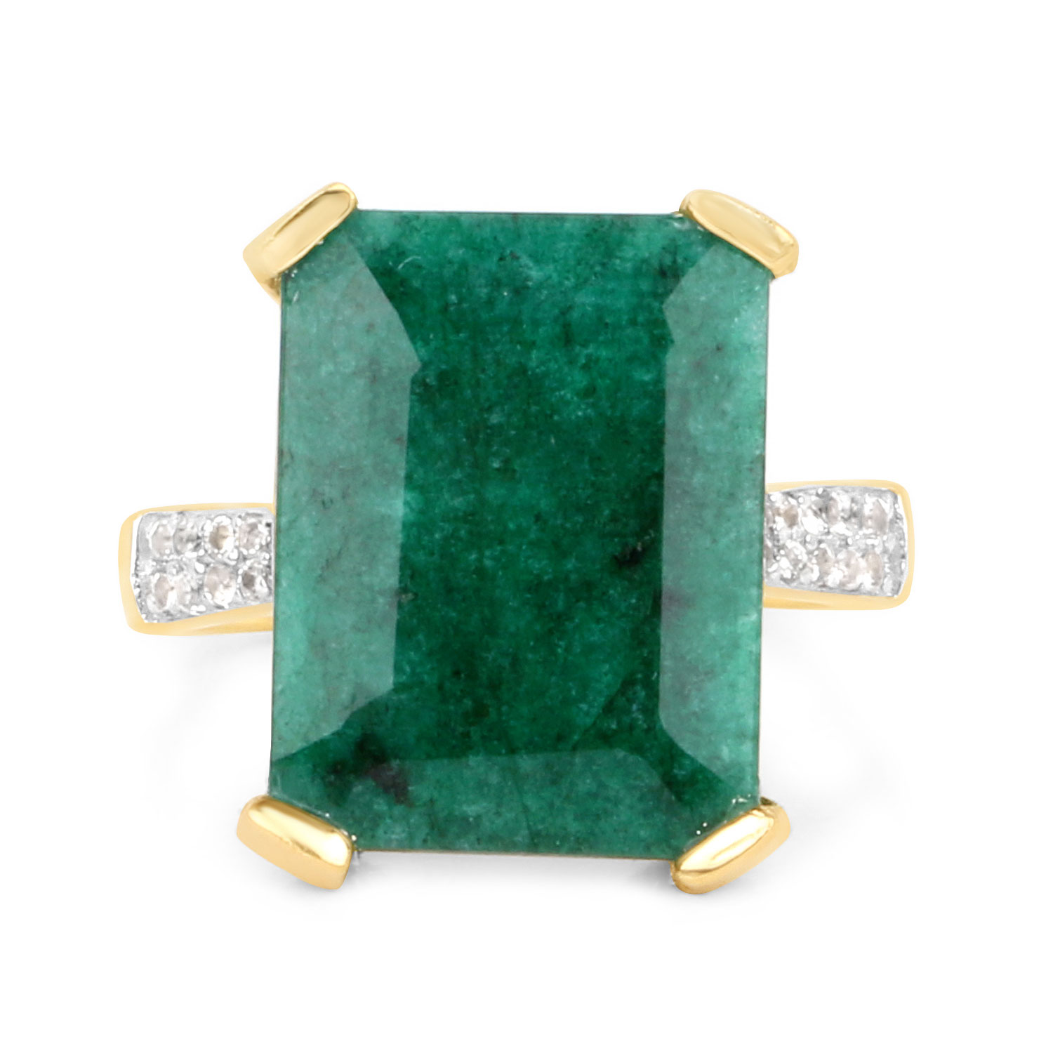 7.64 Carat Dyed Emerald and White Diamond .925 Sterling Silver Ring 7.64 C.T.W Sterling Silver - view 9