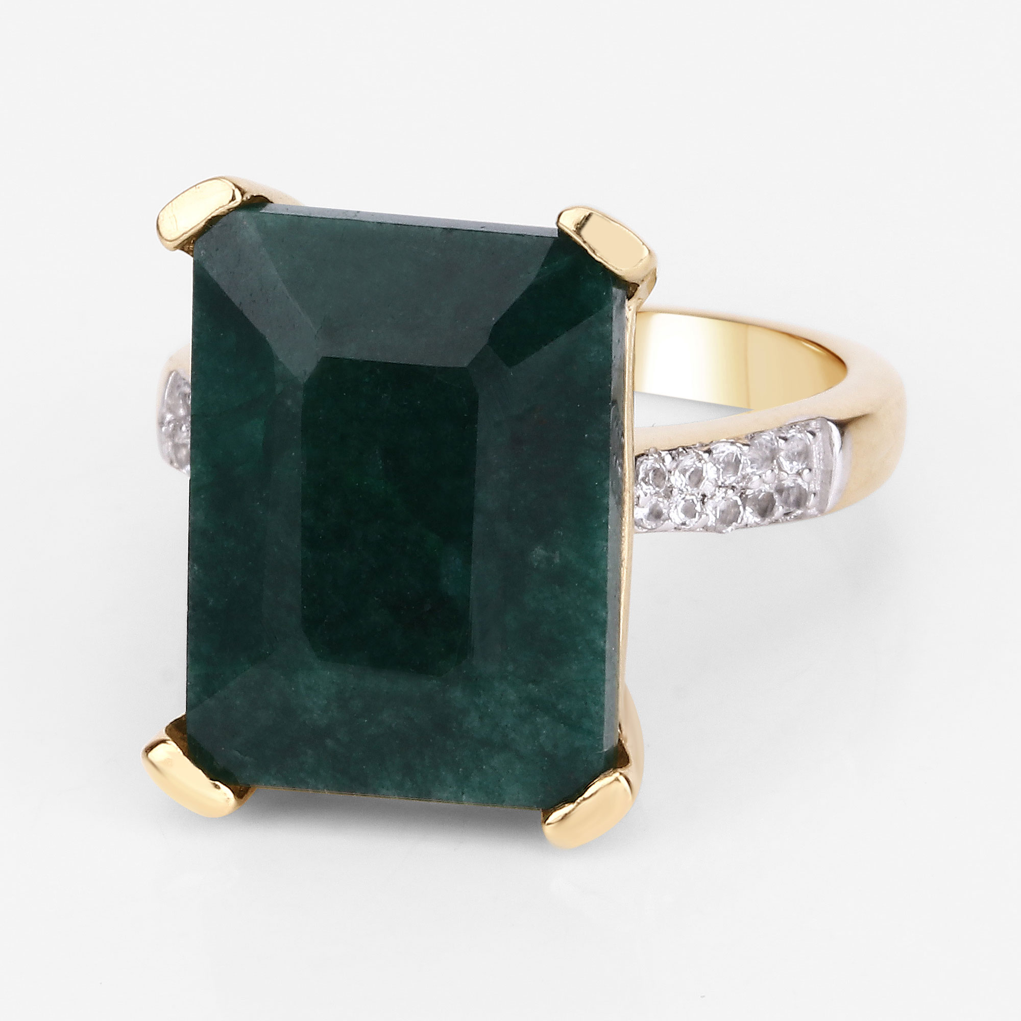 7.64 Carat Dyed Emerald and White Diamond .925 Sterling Silver Ring 7.64 C.T.W Sterling Silver - view 5