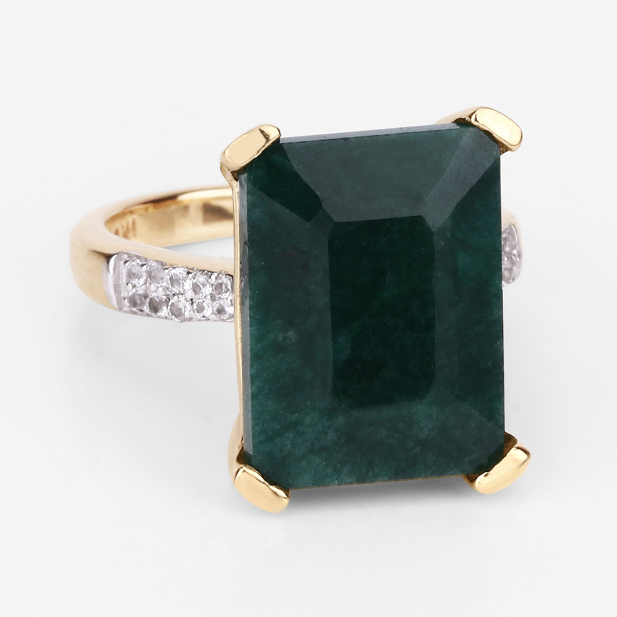 7.64 Carat Dyed Emerald and White Diamond .925 Sterling Silver Ring 7.64 C.T.W Sterling Silver - view 8