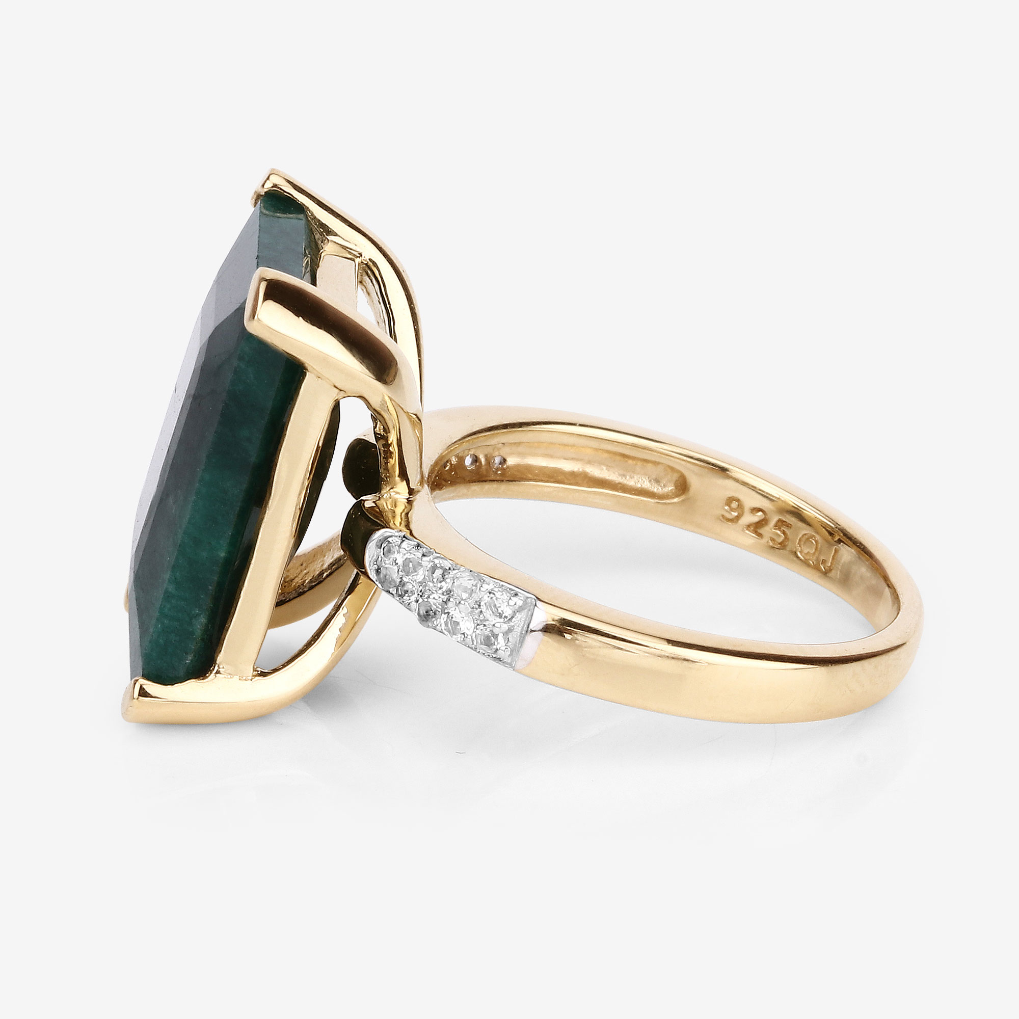 7.64 Carat Dyed Emerald and White Diamond .925 Sterling Silver Ring 7.64 C.T.W Sterling Silver - view 7
