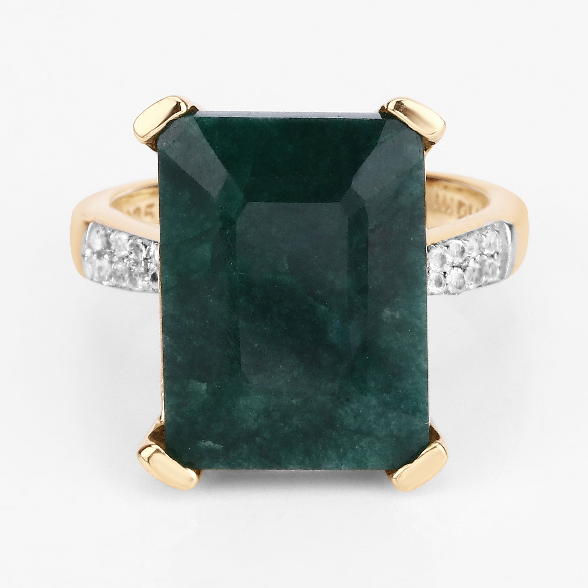 7.64 Carat Dyed Emerald and White Diamond .925 Sterling Silver Ring 7.64 C.T.W Sterling Silver - view 4