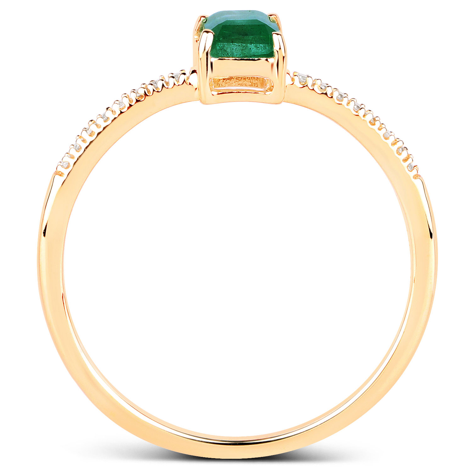 0.59 Carat Genuine Zambian Emerald and White Diamond 14K Yellow Gold Ring 0.59 C.T.W 14K yellow or white gold - view 4
