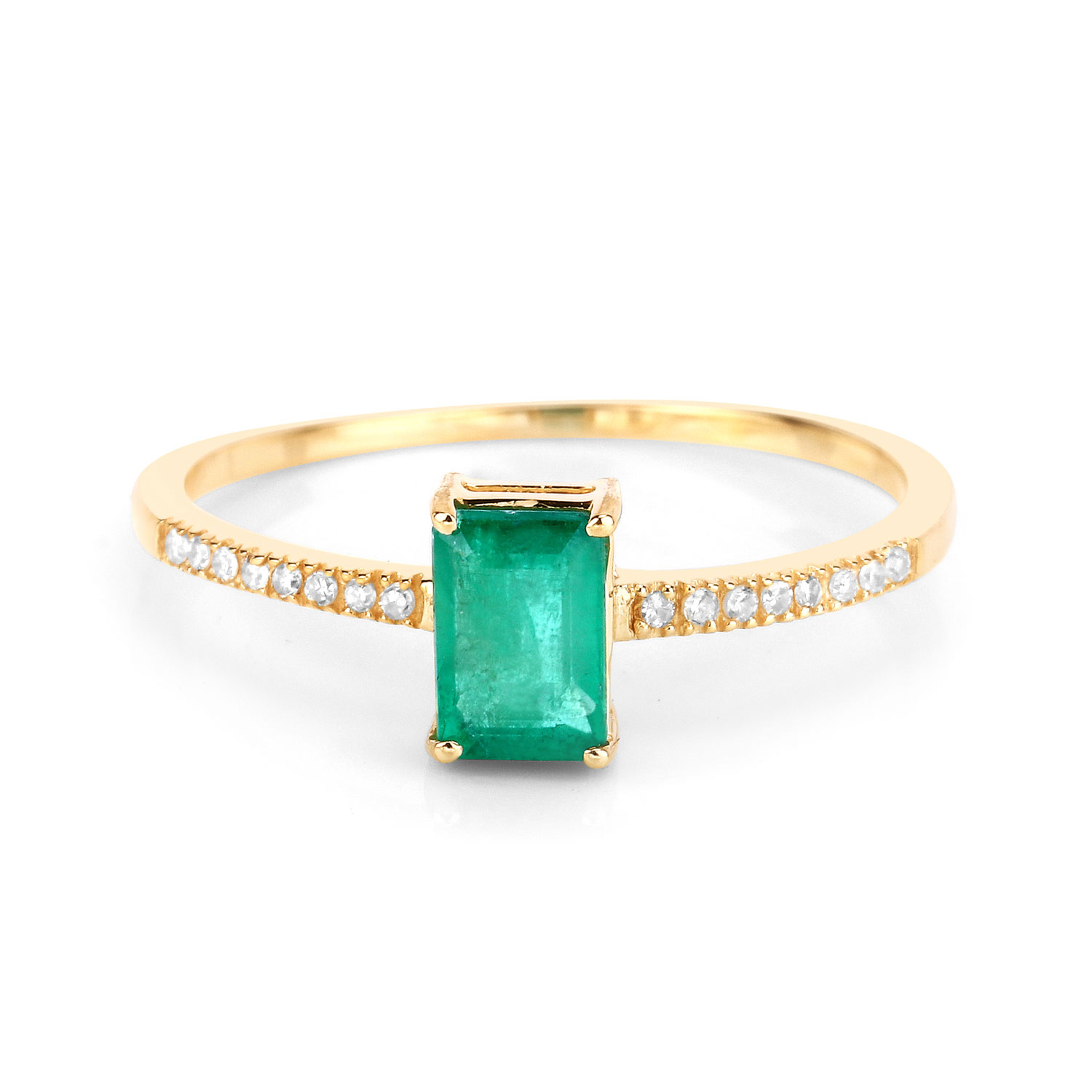 0.59 Carat Genuine Zambian Emerald and White Diamond 14K Yellow Gold Ring 0.59 C.T.W 14K yellow or white gold - view 6