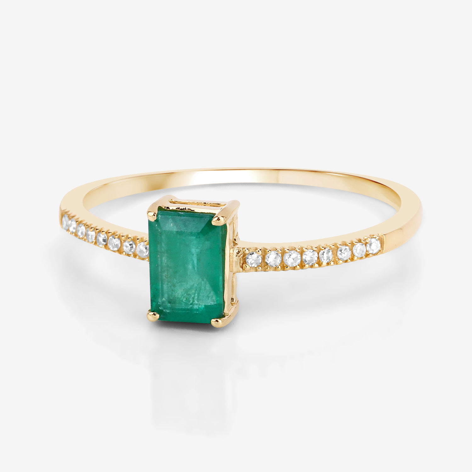 0.59 Carat Genuine Zambian Emerald and White Diamond 14K Yellow Gold Ring 0.59 C.T.W 14K yellow or white gold - view 5