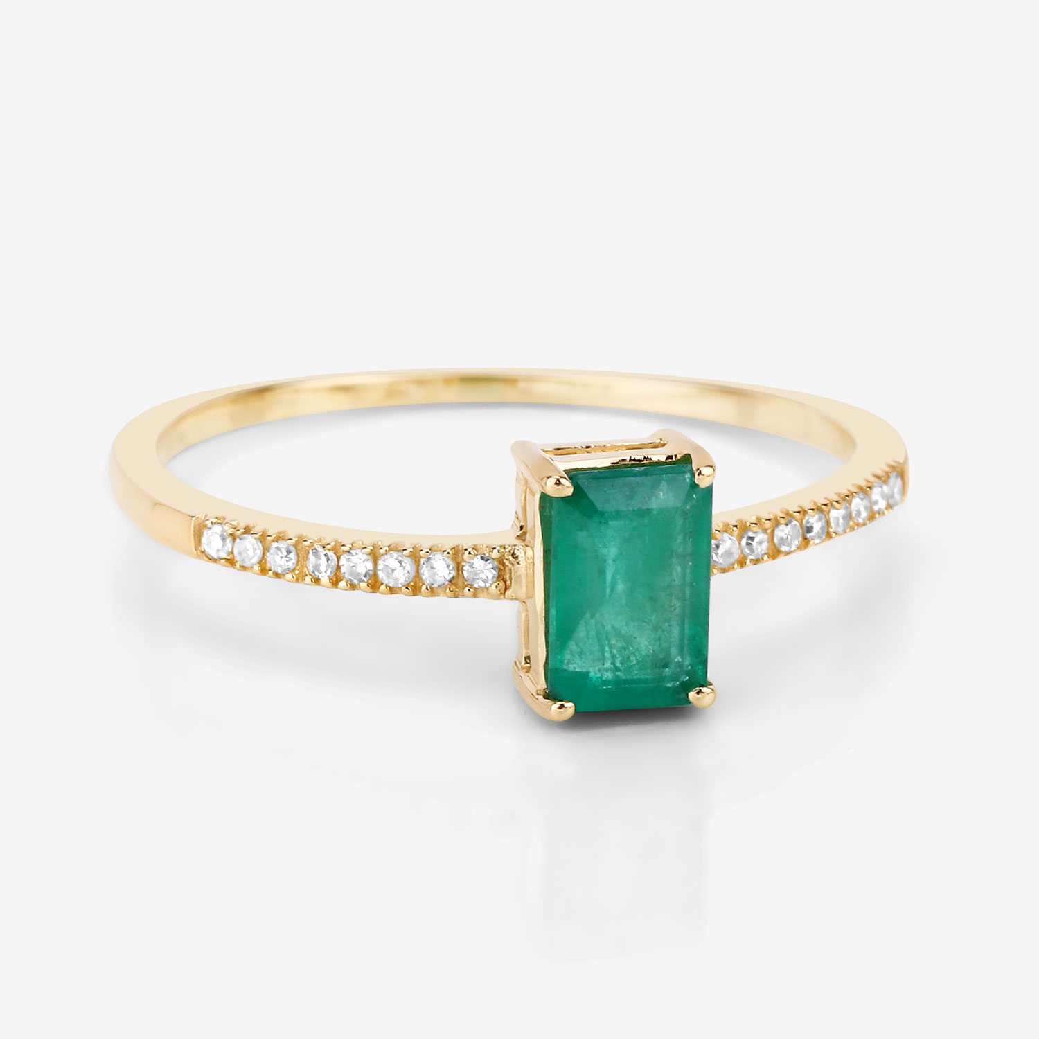 0.59 Carat Genuine Zambian Emerald and White Diamond 14K Yellow Gold Ring 0.59 C.T.W 14K yellow or white gold - view 3