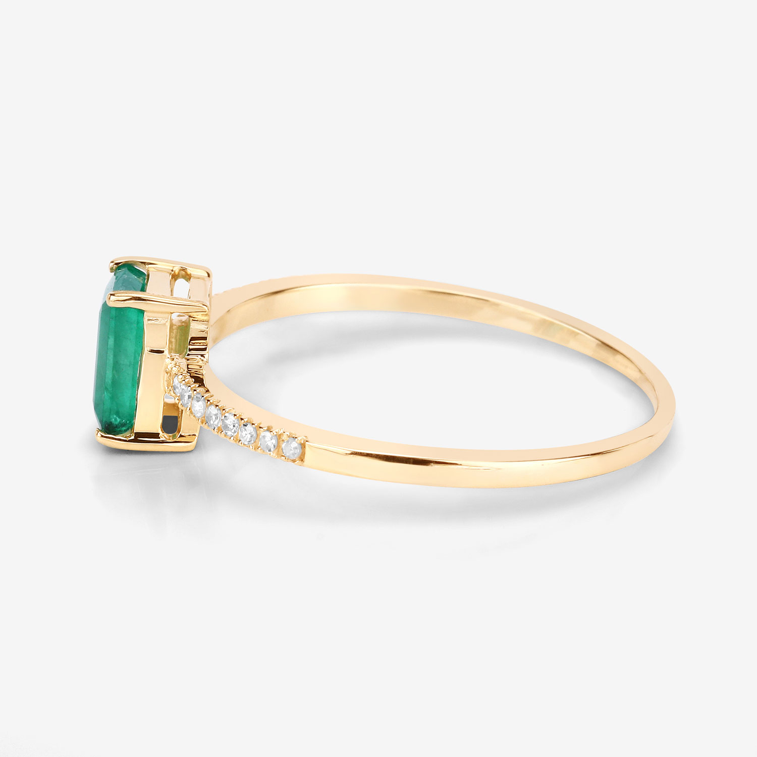 0.59 Carat Genuine Zambian Emerald and White Diamond 14K Yellow Gold Ring 0.59 C.T.W 14K yellow or white gold - view 7