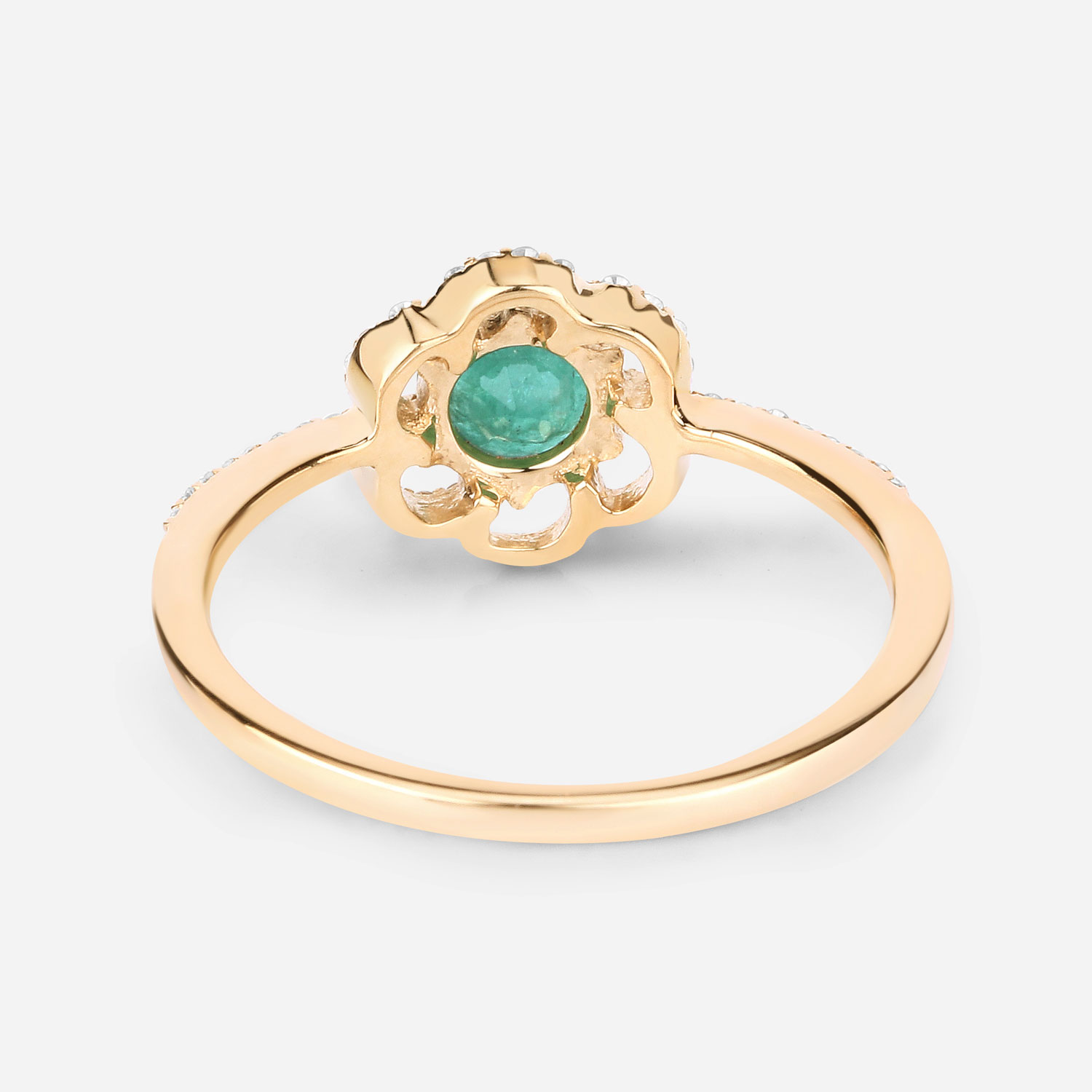 0.55 Carat Genuine Zambian Emerald and White Diamond 14K Yellow Gold Ring 0.55 C.T.W 14K yellow or white gold - view 6