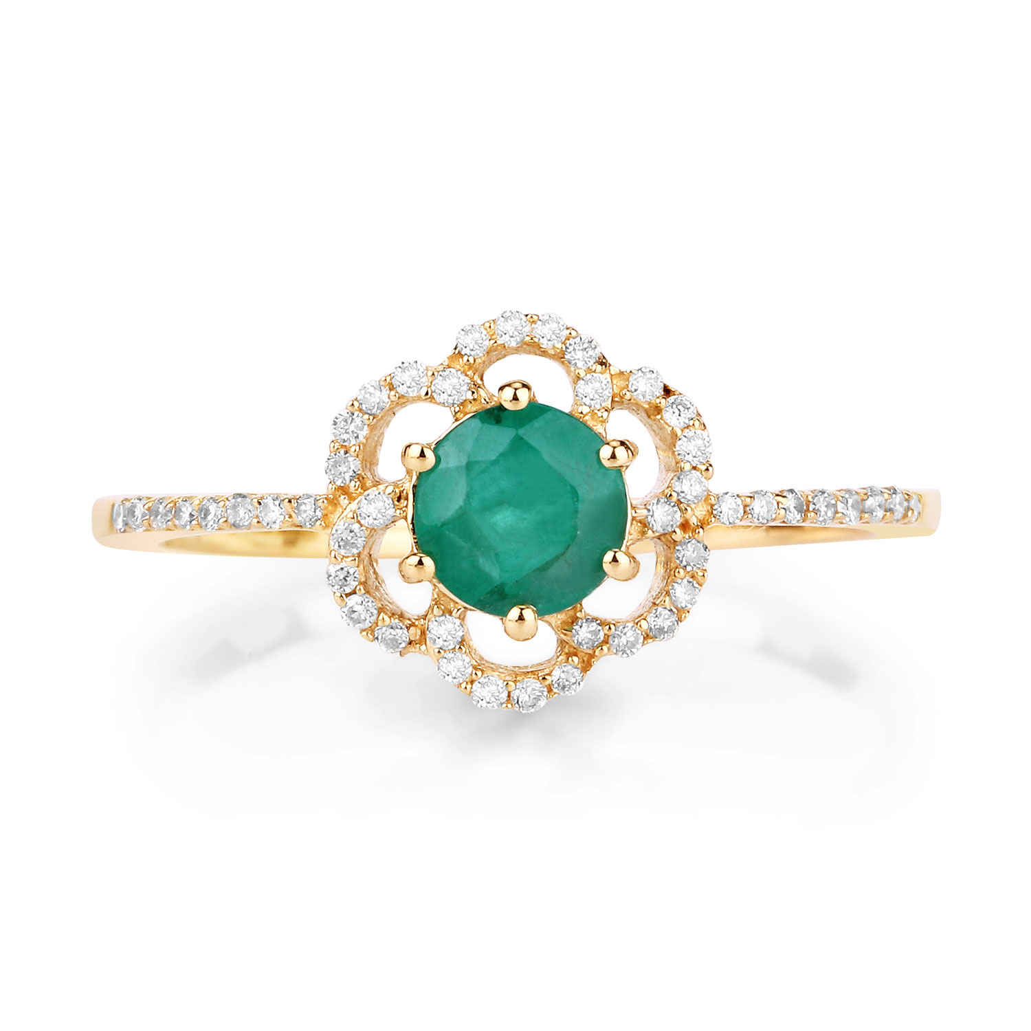 0.55 Carat Genuine Zambian Emerald and White Diamond 14K Yellow Gold Ring 0.55 C.T.W 14K yellow or white gold - view 4