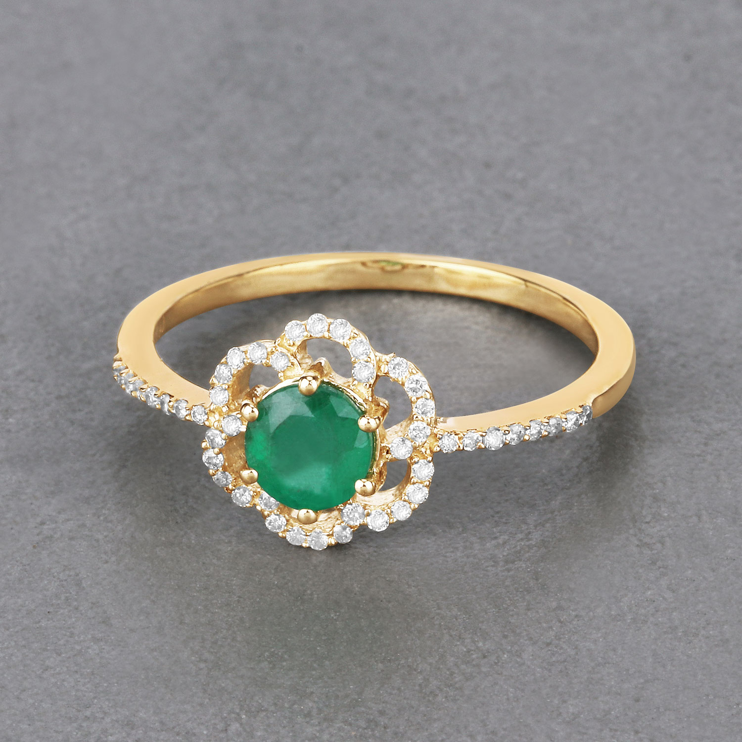 0.55 Carat Genuine Zambian Emerald and White Diamond 14K Yellow Gold Ring 0.55 C.T.W 14K yellow or white gold - view 2
