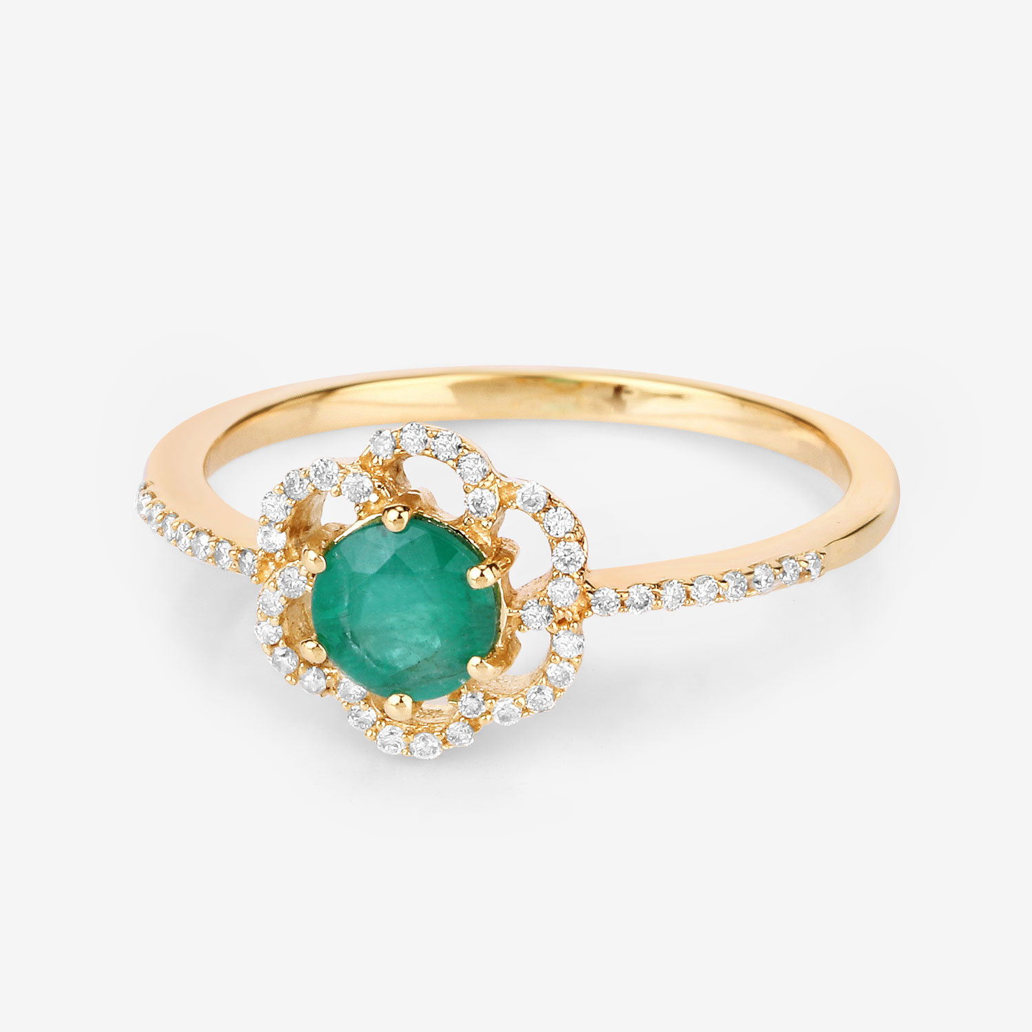 0.55 Carat Genuine Zambian Emerald and White Diamond 14K Yellow Gold Ring 0.55 C.T.W 14K yellow or white gold - view 7