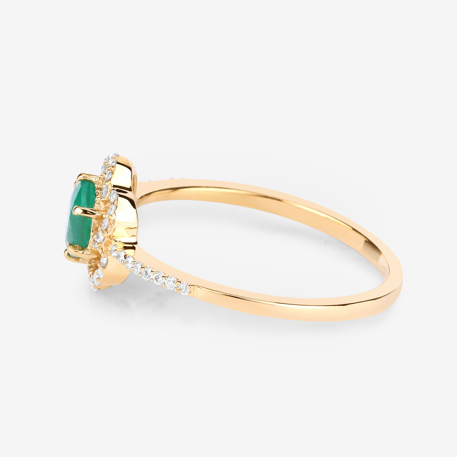 0.55 Carat Genuine Zambian Emerald and White Diamond 14K Yellow Gold Ring 0.55 C.T.W 14K yellow or white gold - view 5