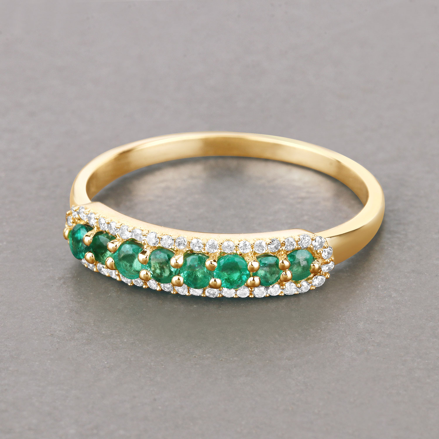 0.35 Carat Genuine Zambian Emerald and White Diamond 14K Yellow Gold Ring 0.35 C.T.W 14K yellow or white gold - view 2