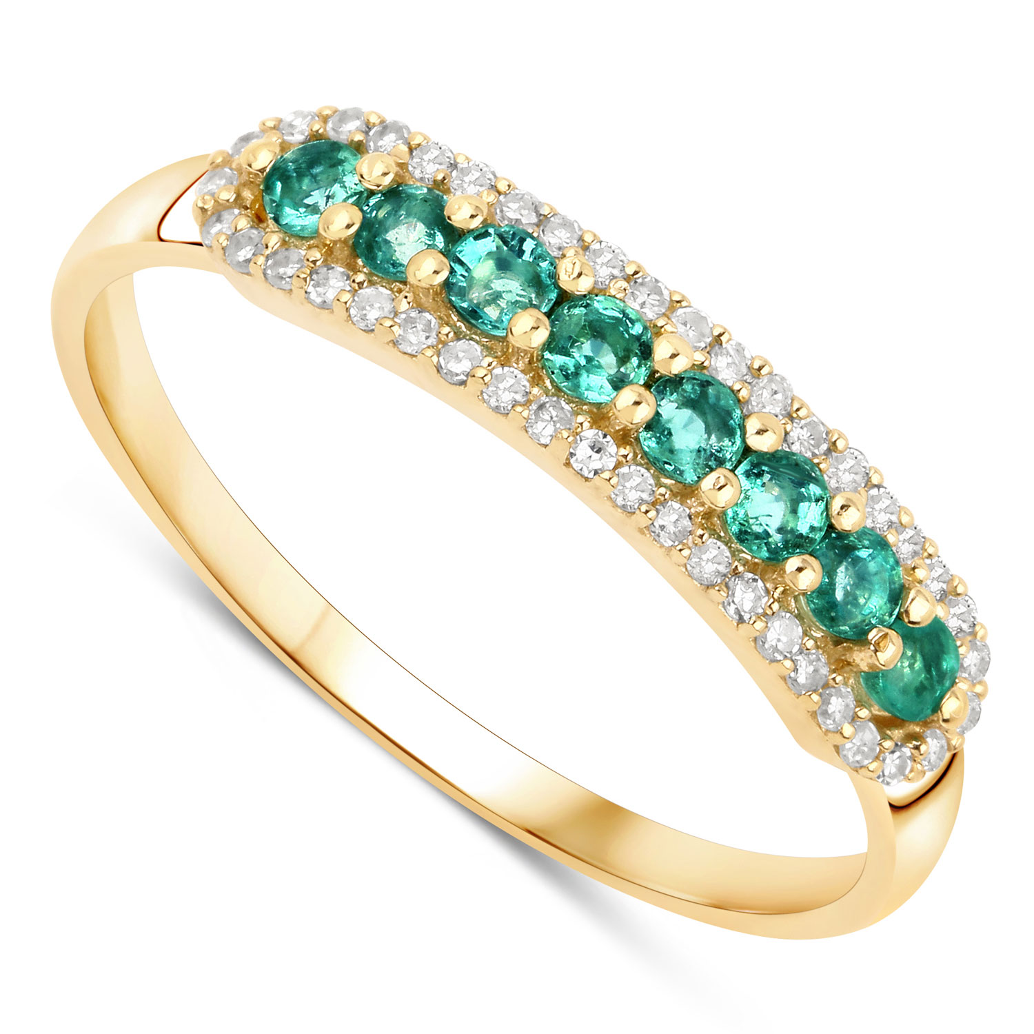 0.35 Carat Genuine Zambian Emerald and White Diamond 14K Yellow Gold Ring 0.35 C.T.W 14K yellow or white gold - view 3