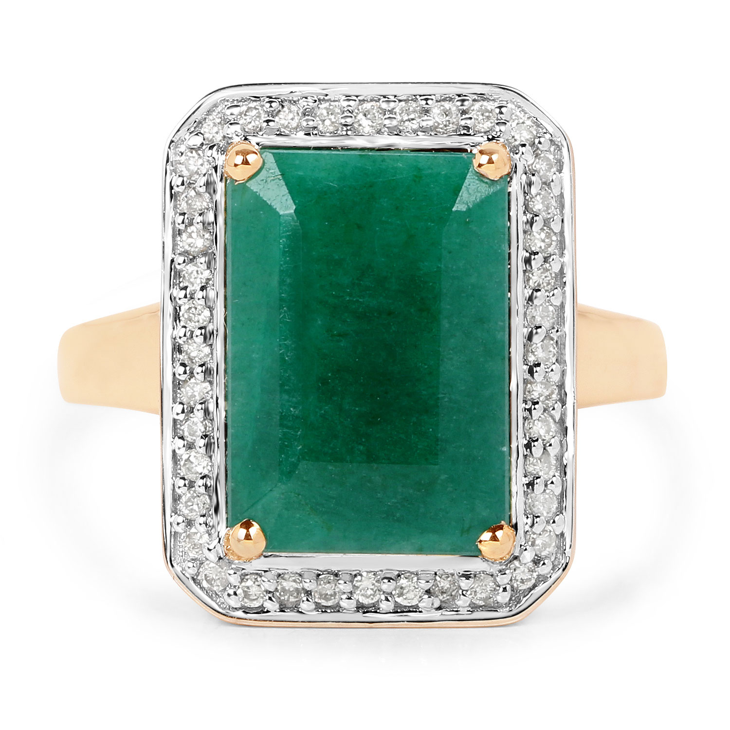 5.71 Carat Dyed Emerald and White Diamond 14K Yellow Gold Ring 5.71 C.T.W 14K yellow or white gold - view 2