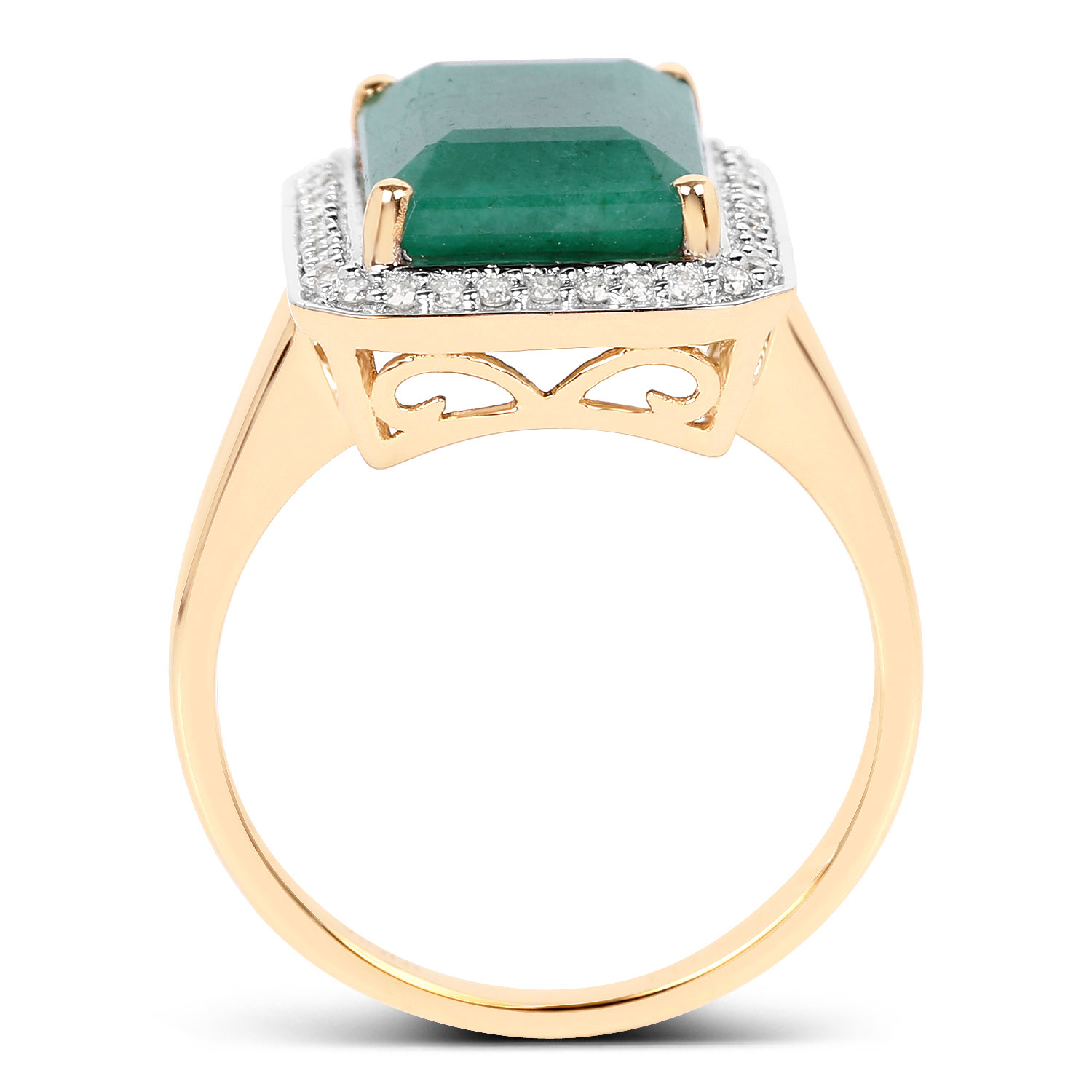 5.71 Carat Dyed Emerald and White Diamond 14K Yellow Gold Ring 5.71 C.T.W 14K yellow or white gold - view 3
