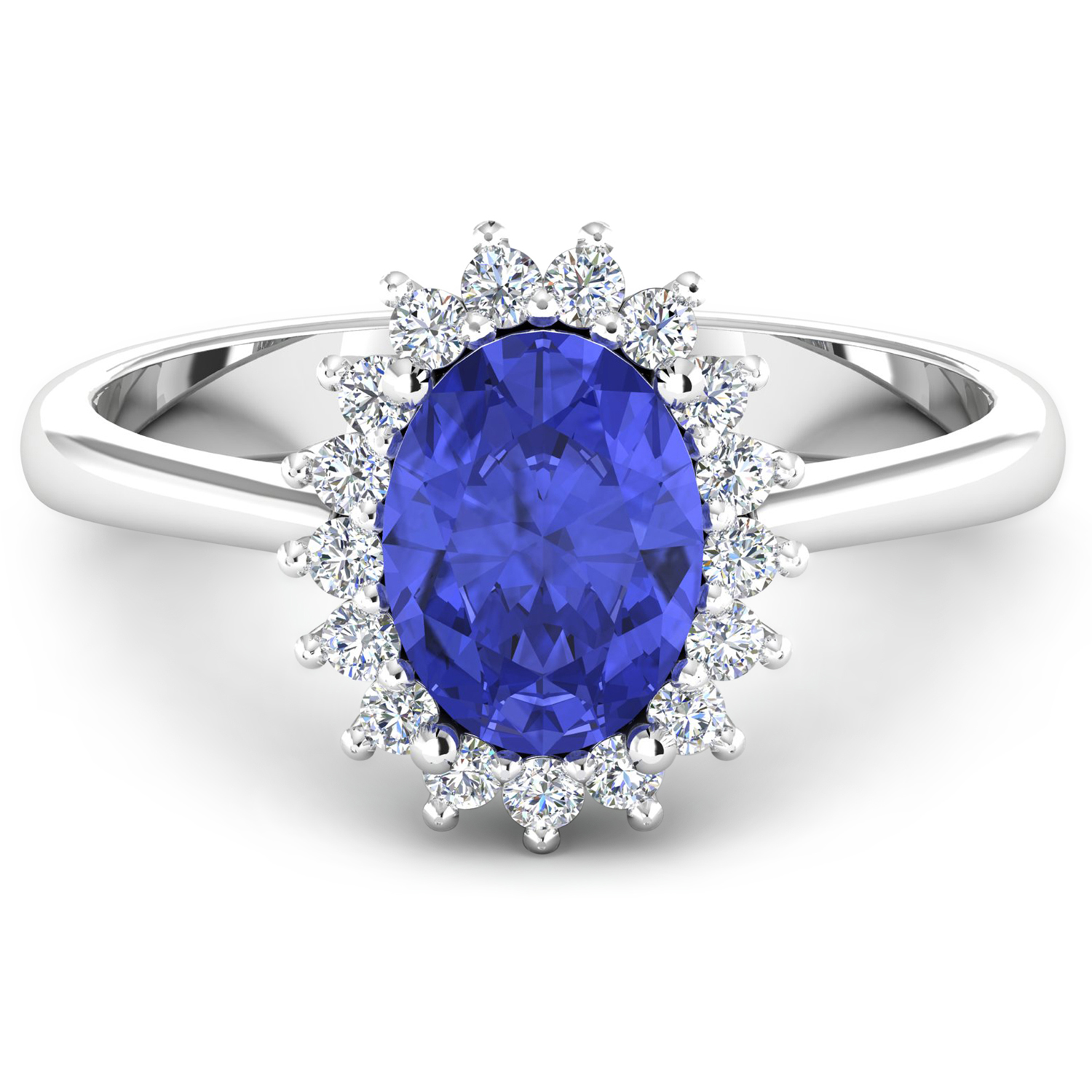 1.92 Carat Genuine Tanzanite and White Diamond 14K White Gold Ring 1.92 C.T.W 14K white gold - view 3