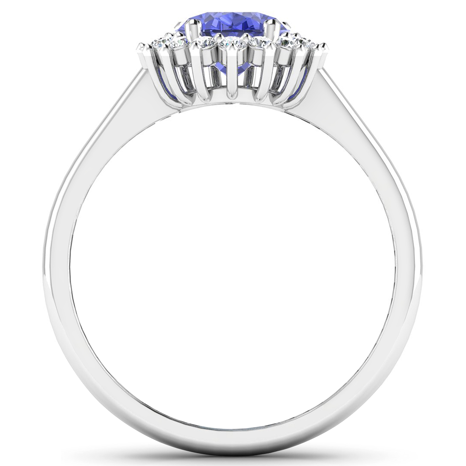 1.92 Carat Genuine Tanzanite and White Diamond 14K White Gold Ring 1.92 C.T.W 14K white gold - view 2