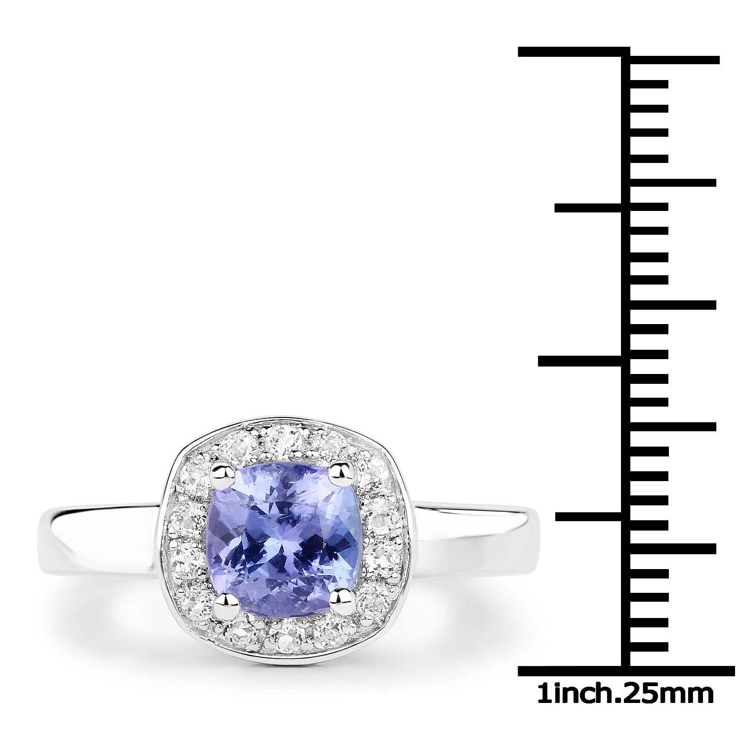 1.51 Carat Genuine Tanzanite and White Topaz .925 Sterling Silver ring 1.51 C.T.W Sterling Silver - view 3