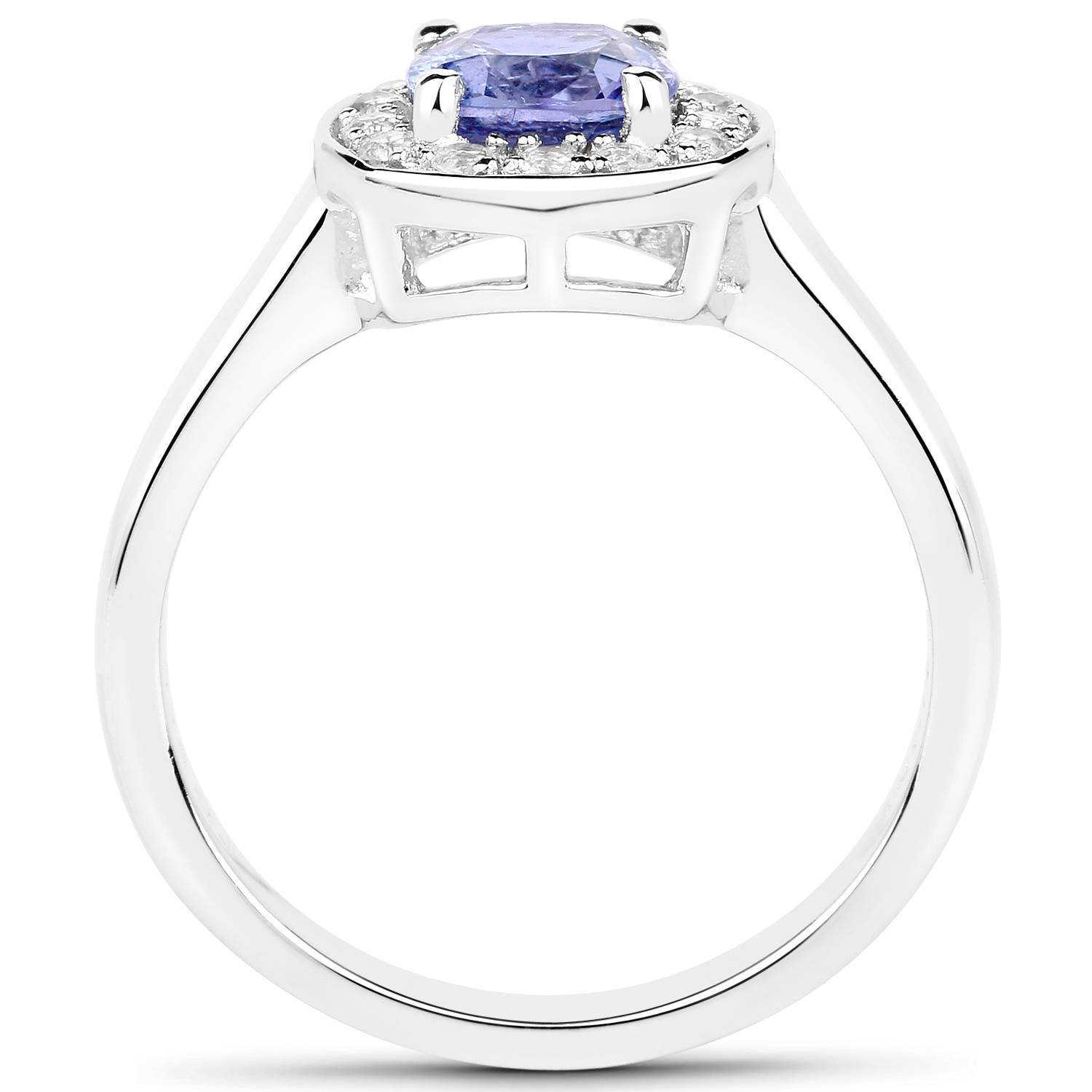 1.51 Carat Genuine Tanzanite and White Topaz .925 Sterling Silver ring 1.51 C.T.W Sterling Silver - view 2
