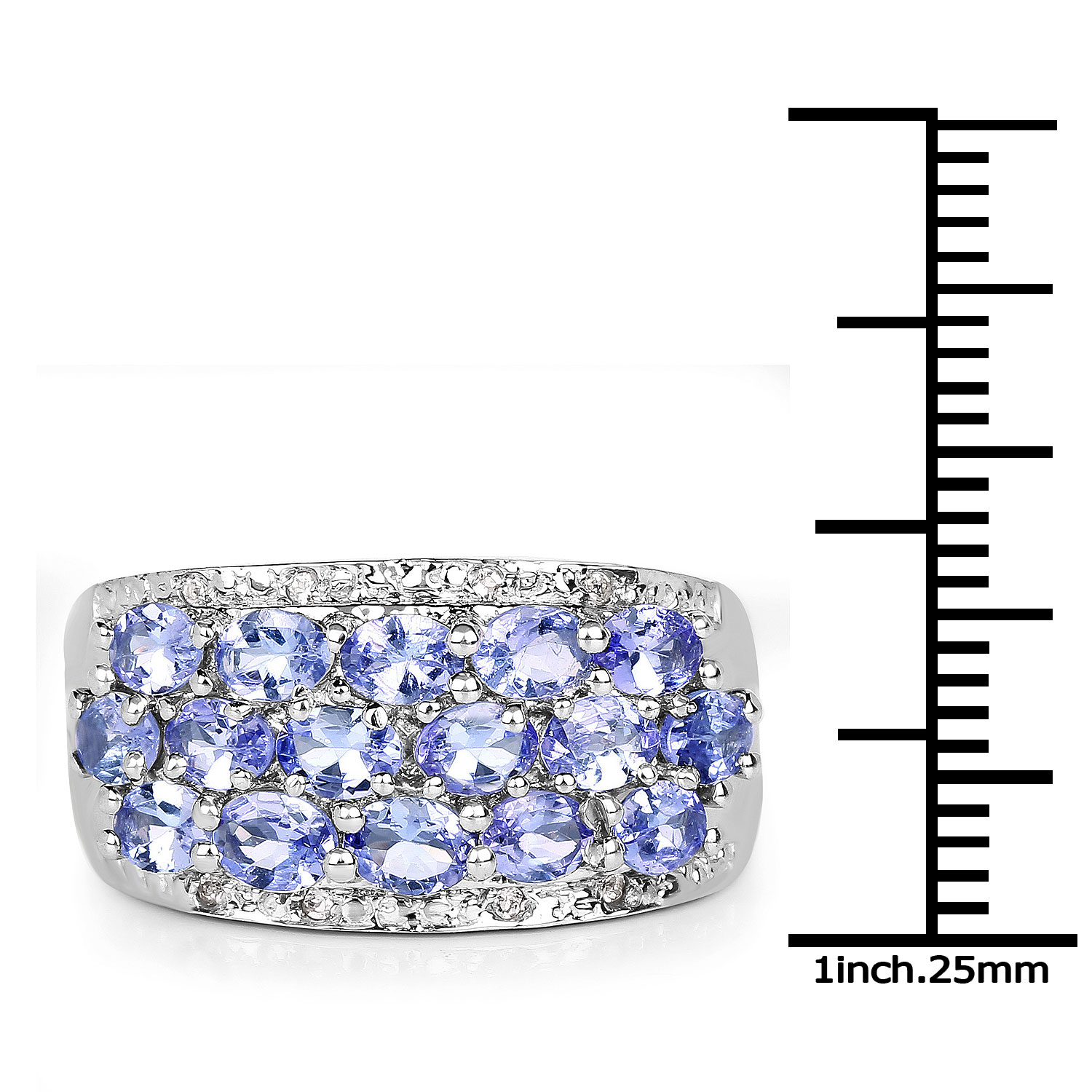 2.76 Carat Genuine Tanzanite and White Diamond .925 Sterling Silver Ring 2.76 C.T.W Sterling Silver - view 3