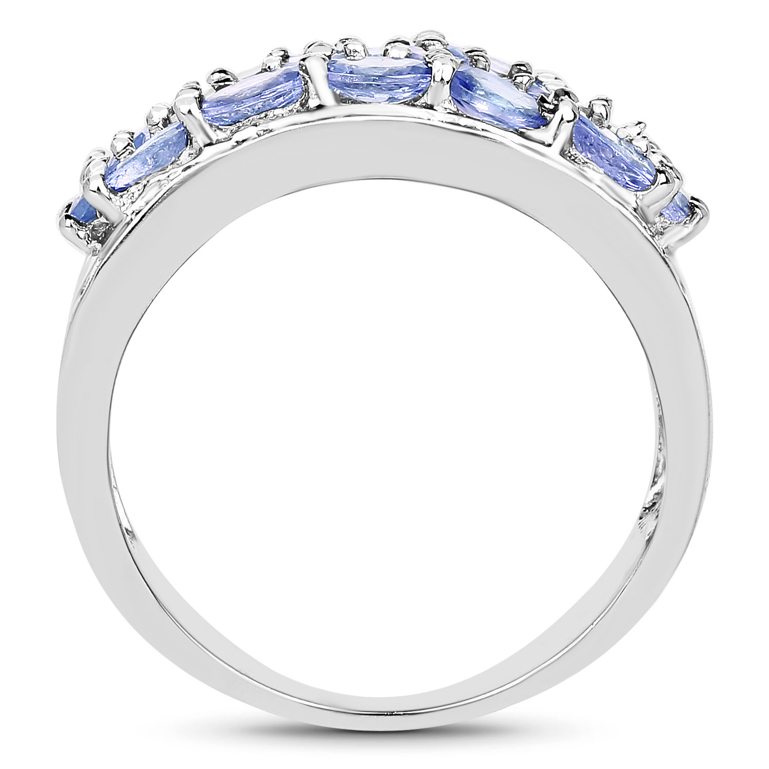 2.76 Carat Genuine Tanzanite and White Diamond .925 Sterling Silver Ring 2.76 C.T.W Sterling Silver - view 2