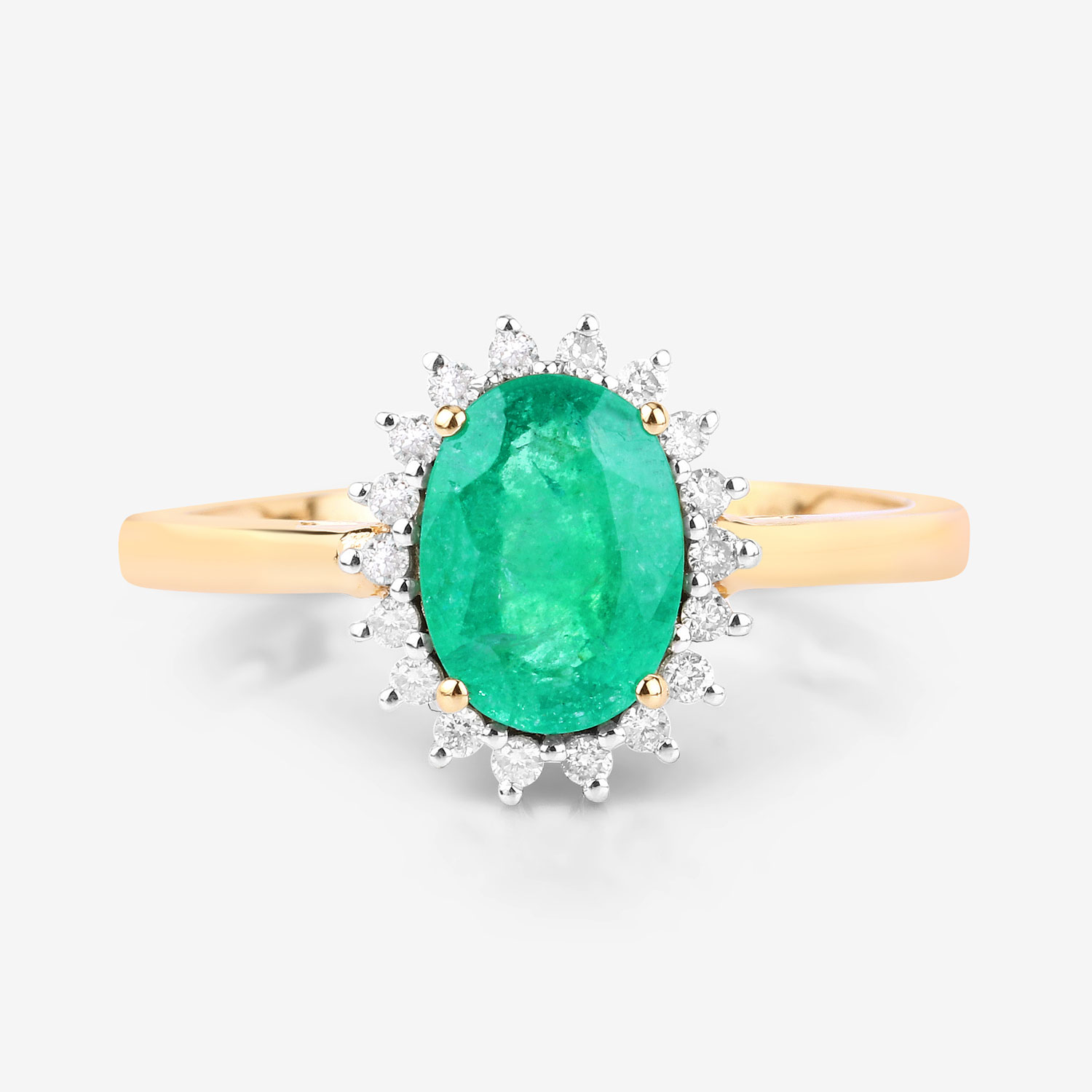 1.34 Carat Genuine Zambian Emerald and White Diamond 10K Yellow Gold Ring 1.34 C.T.W 10K yellow or white gold - view 8