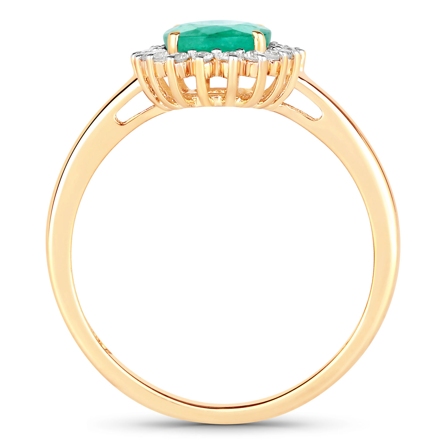 1.34 Carat Genuine Zambian Emerald and White Diamond 10K Yellow Gold Ring 1.34 C.T.W 10K yellow or white gold - view 6
