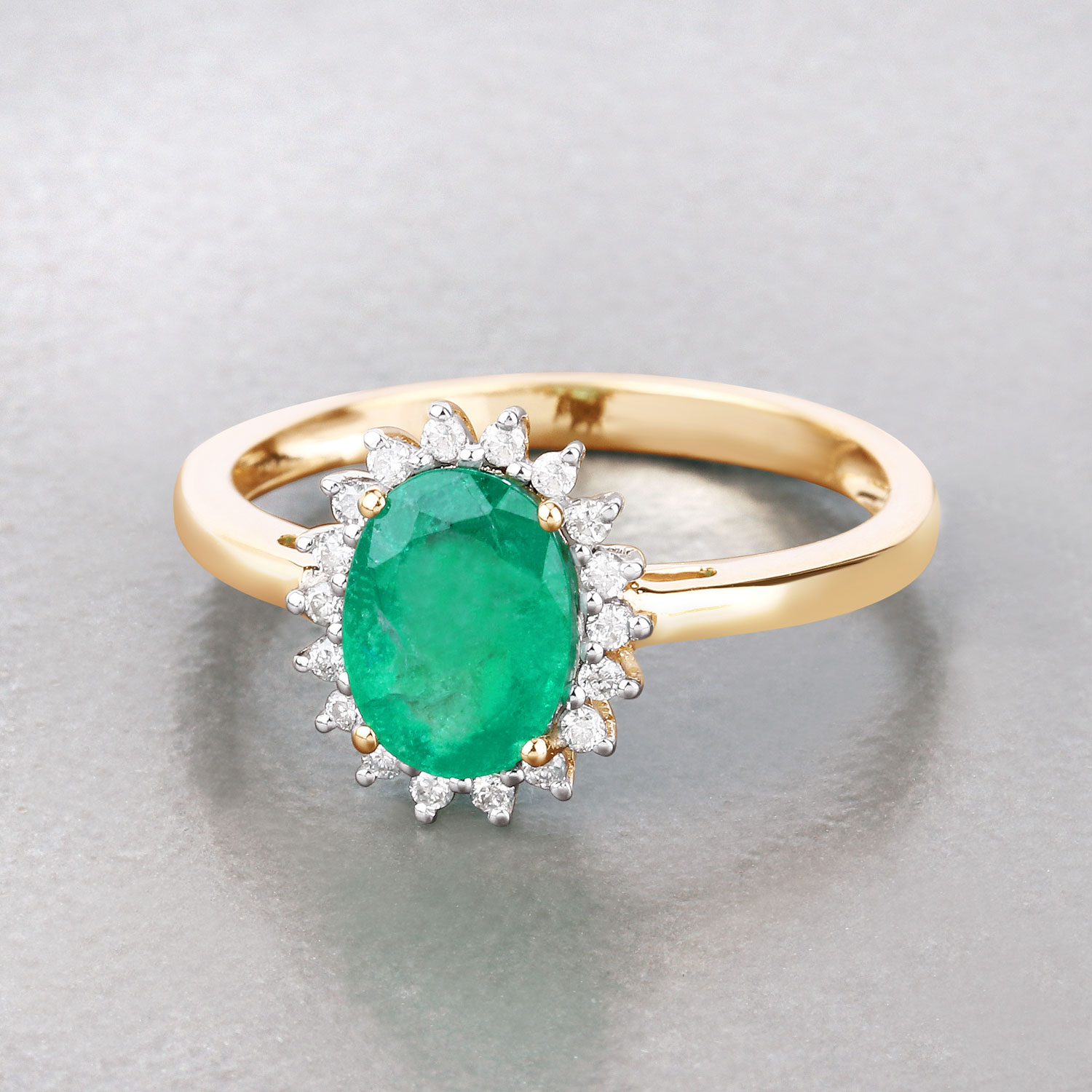 1.34 Carat Genuine Zambian Emerald and White Diamond 10K Yellow Gold Ring 1.34 C.T.W 10K yellow or white gold - view 3