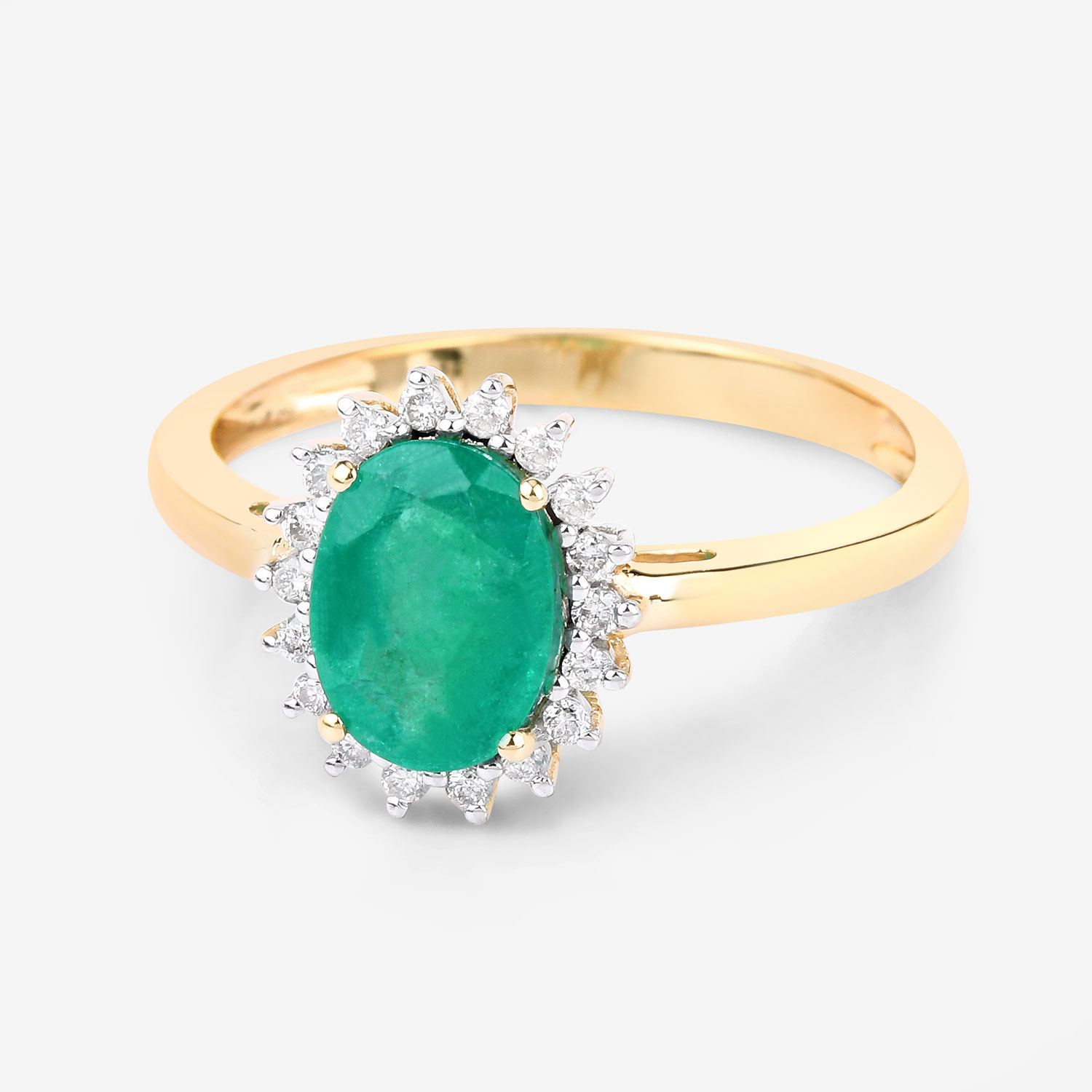 1.34 Carat Genuine Zambian Emerald and White Diamond 10K Yellow Gold Ring 1.34 C.T.W 10K yellow or white gold - view 9