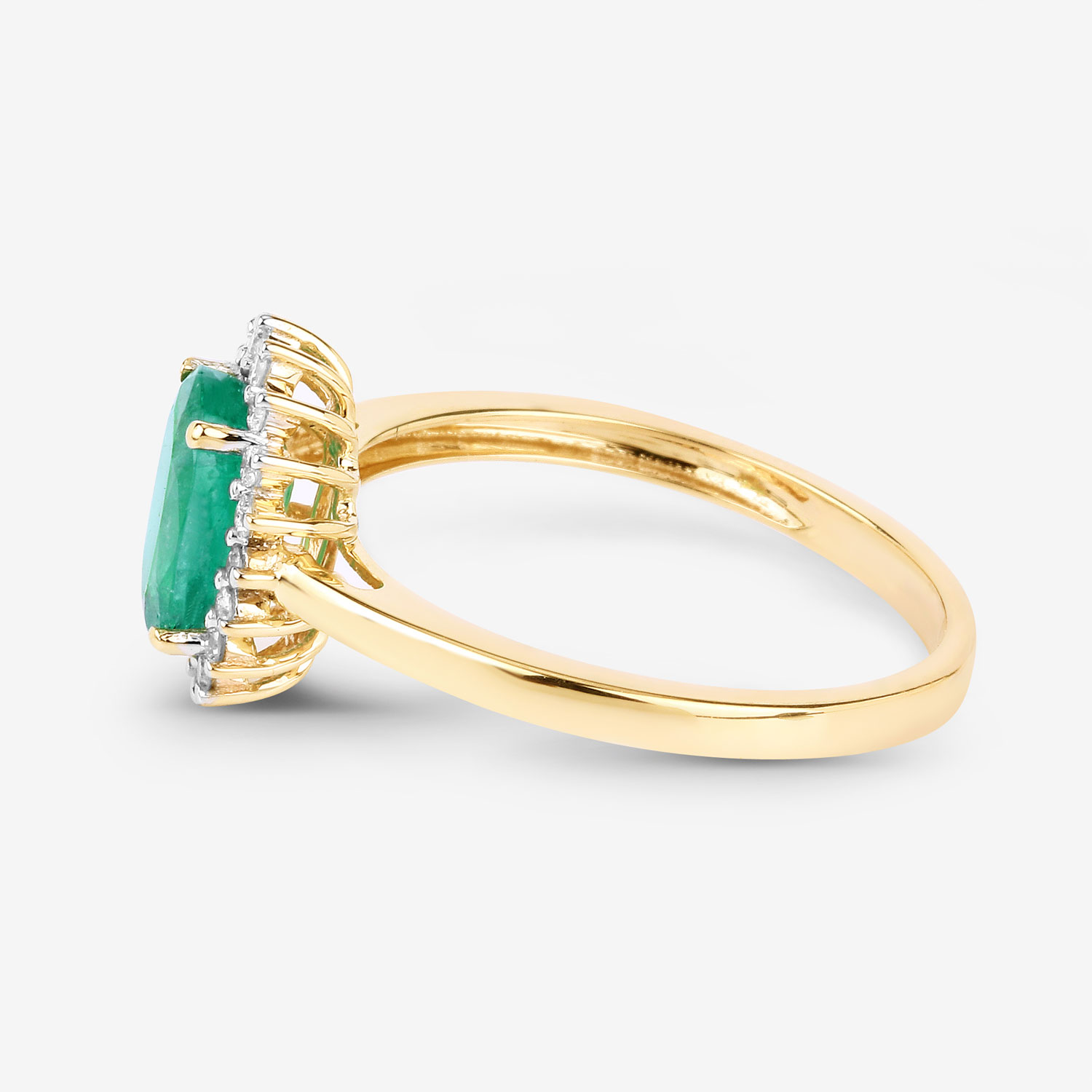 1.34 Carat Genuine Zambian Emerald and White Diamond 10K Yellow Gold Ring 1.34 C.T.W 10K yellow or white gold - view 7