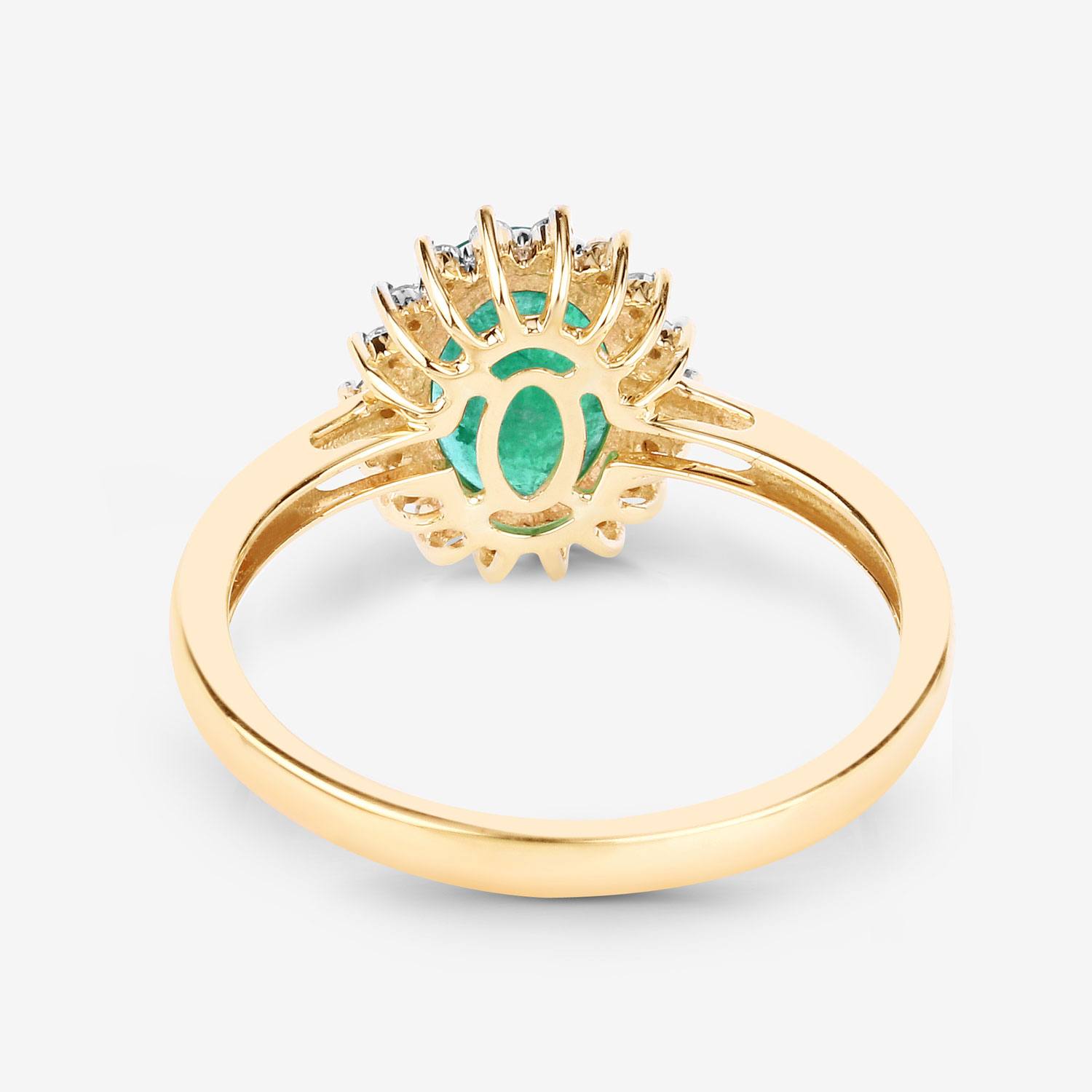 1.34 Carat Genuine Zambian Emerald and White Diamond 10K Yellow Gold Ring 1.34 C.T.W 10K yellow or white gold - view 5