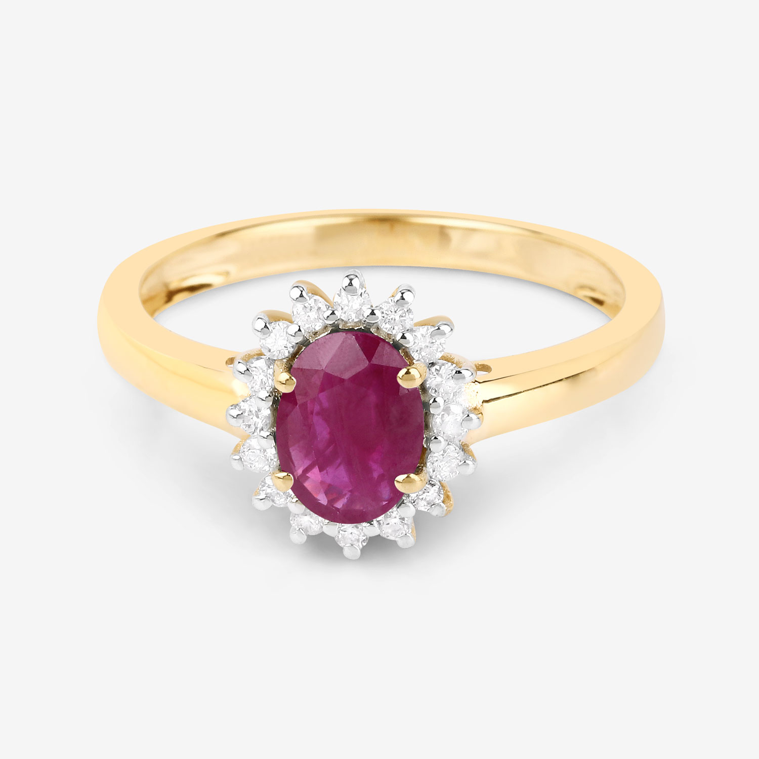 1.01 Carat Genuine Ruby and White Diamond 10K Yellow Gold Ring 1.01 C.T.W 10K yellow or white gold - view 7