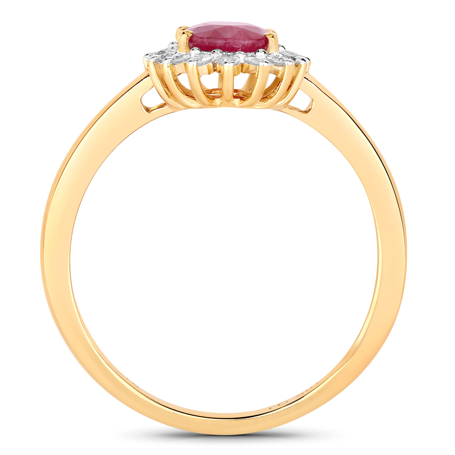 1.01 Carat Genuine Ruby and White Diamond 10K Yellow Gold Ring 1.01 C.T.W 10K yellow or white gold - view 8