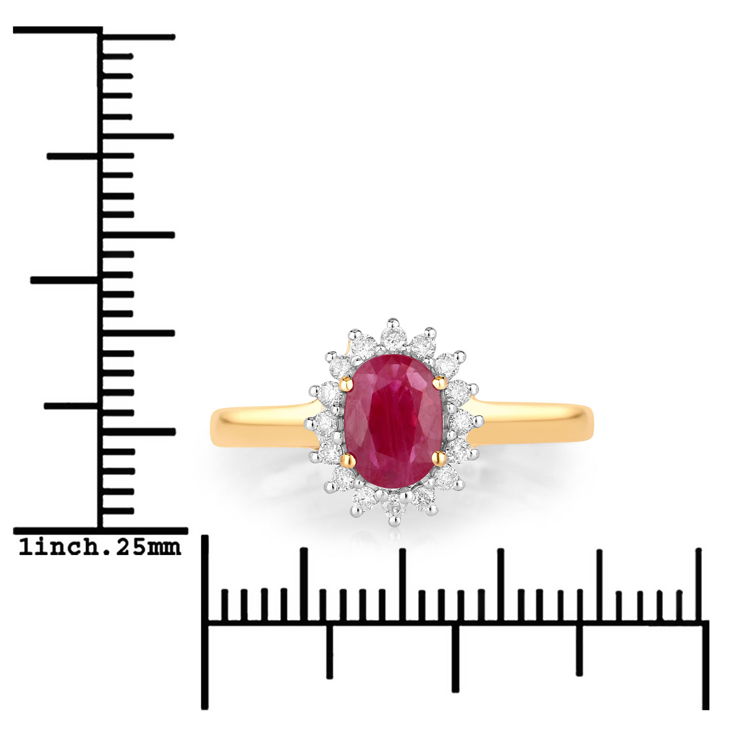 1.01 Carat Genuine Ruby and White Diamond 10K Yellow Gold Ring 1.01 C.T.W 10K yellow or white gold - view 9