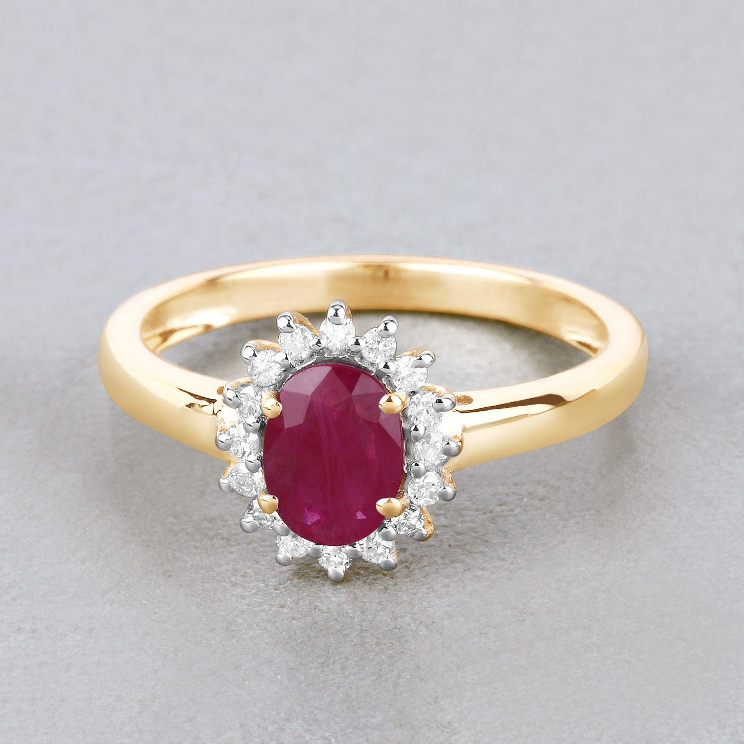 1.01 Carat Genuine Ruby and White Diamond 10K Yellow Gold Ring 1.01 C.T.W 10K yellow or white gold - view 4
