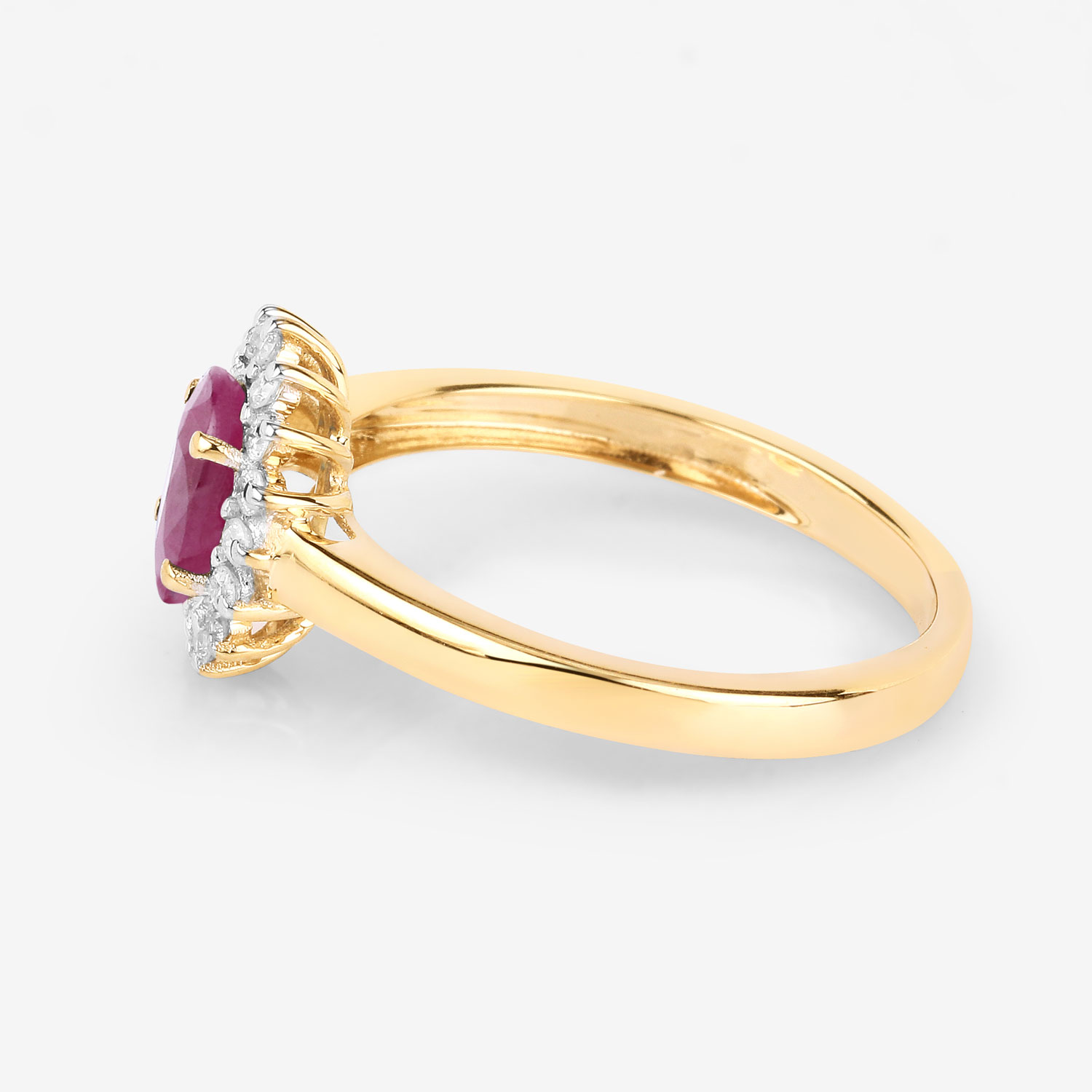 1.01 Carat Genuine Ruby and White Diamond 10K Yellow Gold Ring 1.01 C.T.W 10K yellow or white gold - view 2