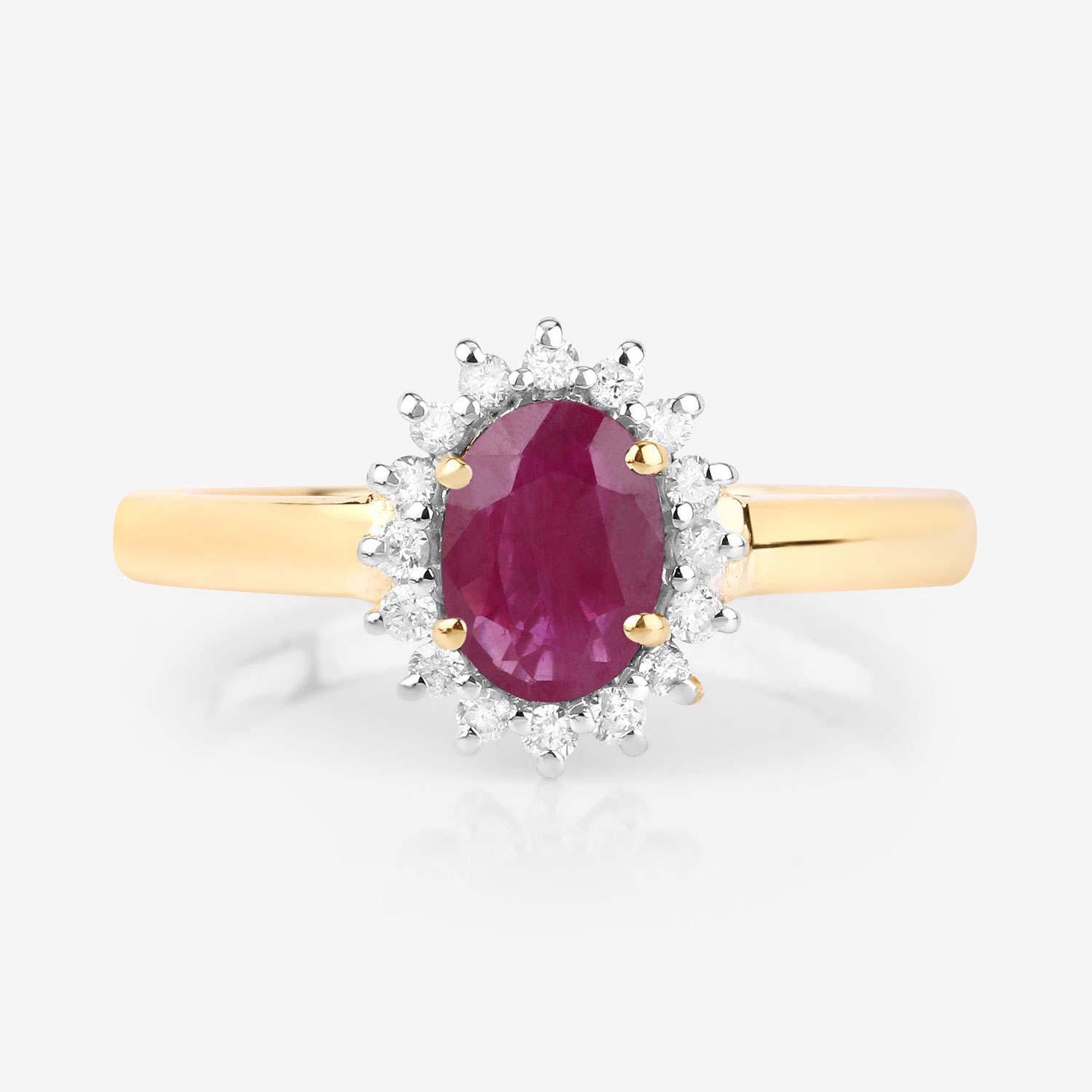 1.01 Carat Genuine Ruby and White Diamond 10K Yellow Gold Ring 1.01 C.T.W 10K yellow or white gold - view 5