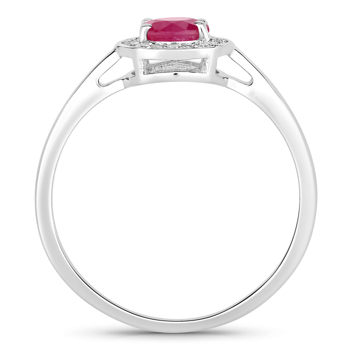 0.64 Carat Genuine Mozambique Ruby and Lab Grown Diamond .925 Sterling Silver Ring 0.64 C.T.W Sterling Silver - view 3